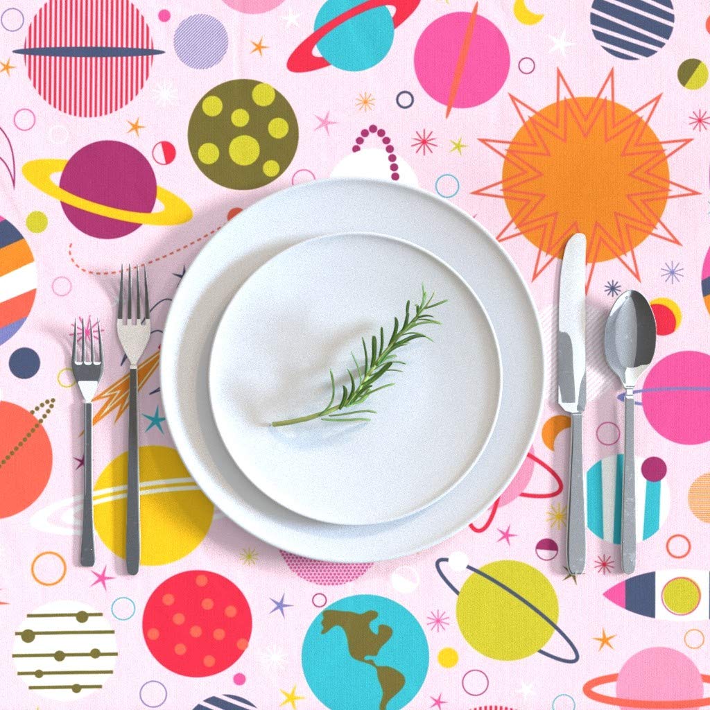 Custom Rocket Science Girl Pink Solar System Tablecloth - 70