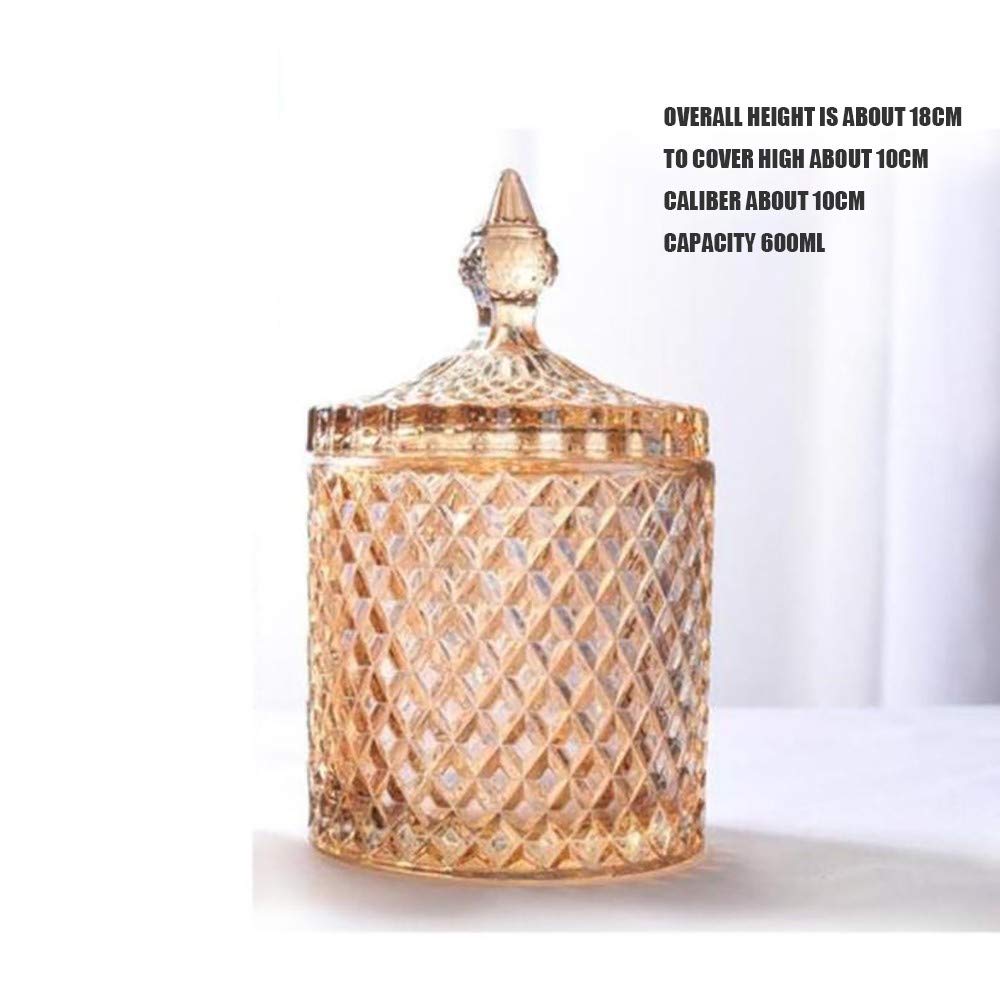 JANRON 260ml Glass Candy Jar with Lid - Crystal Effect Dome Shape Sweet Container for Wedding, Party, Candy Buffet & Home Decor - Elegant Sugar Bowl for Gifts & Desserts