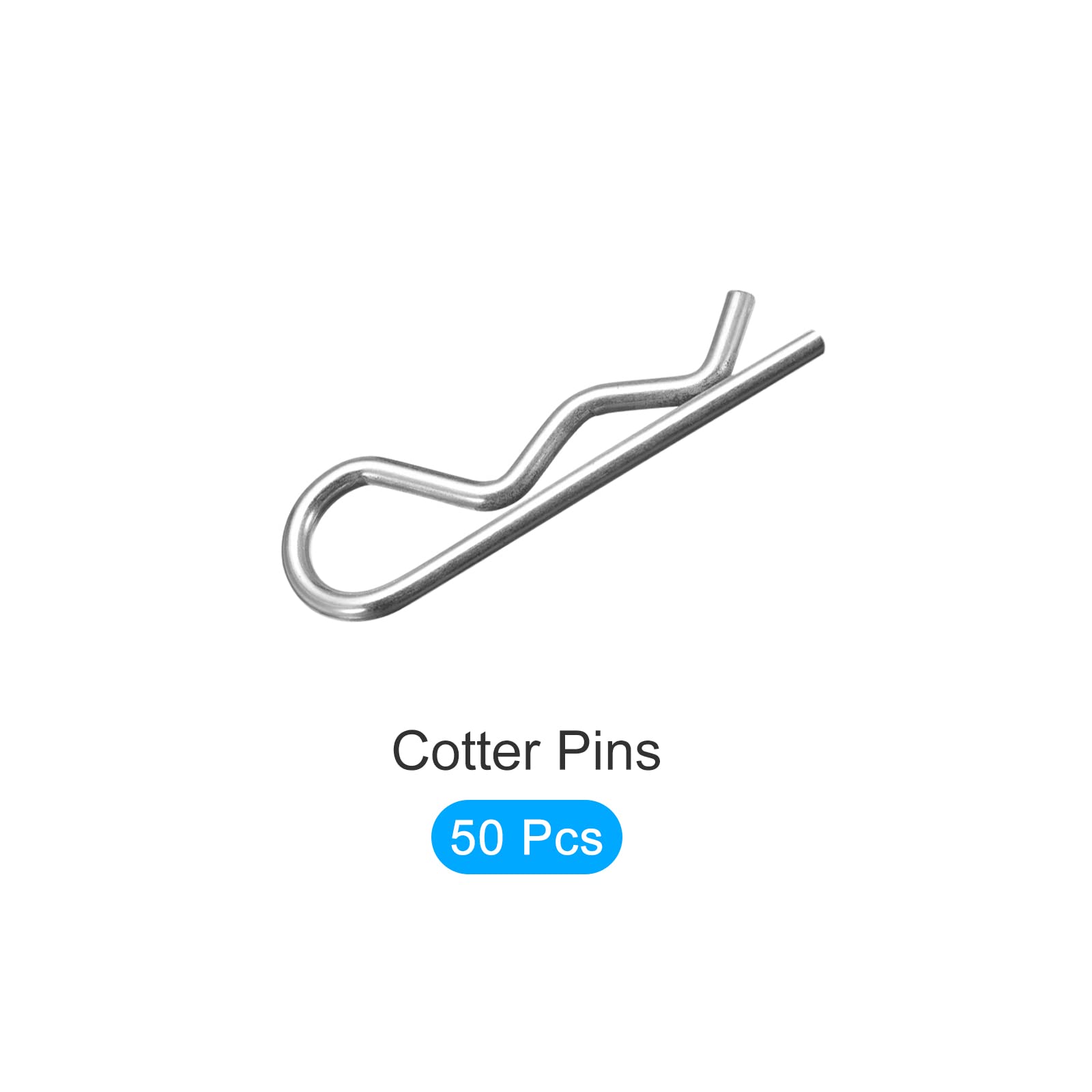 METALLIXITY Cotter Pins (2.5mm x 45mm) 50Pcs - High Carbon Steel R-Clip Pins for Hitch Pin Lock Systems, Silver Tone - Perfect for Trailers, Agricultural Equipment & Industrial Machinery Securing