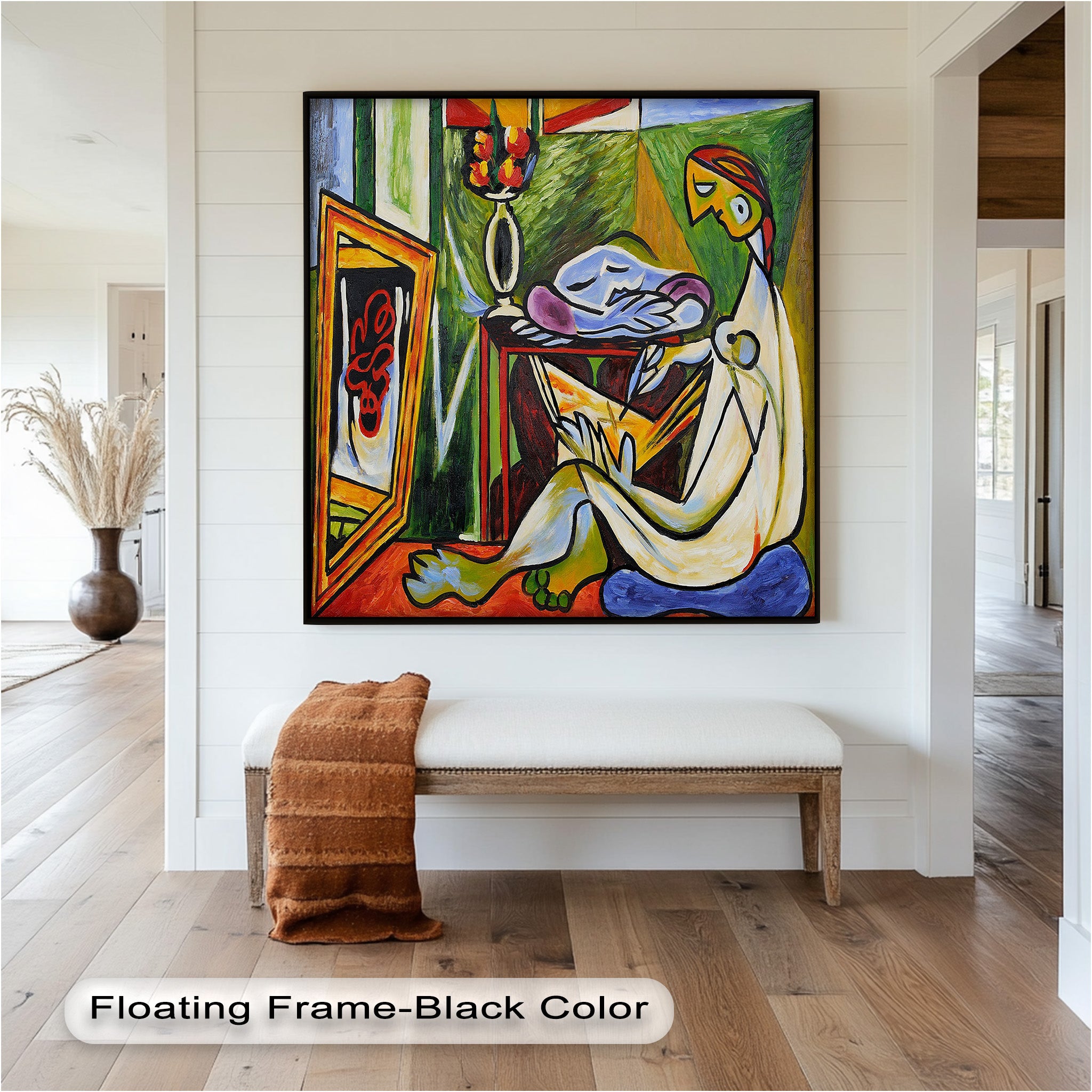 Abstract Interior Scene Picasso Style Oil Painting - Handmade Wall Art for Living Room, Bedroom & Office Decor