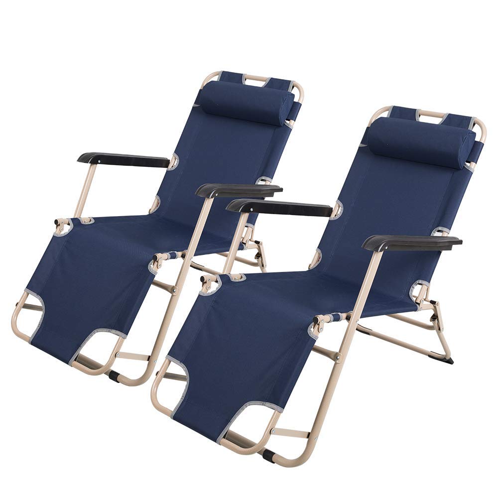 2-in-1 Folding Lounge Chair & Cot Set of 2 - Portable Reclining Beach Chairs for Outdoor, Yard, Garden, Poolside Relaxation | Perfect for Camping, Picnics & Backyard Lounging