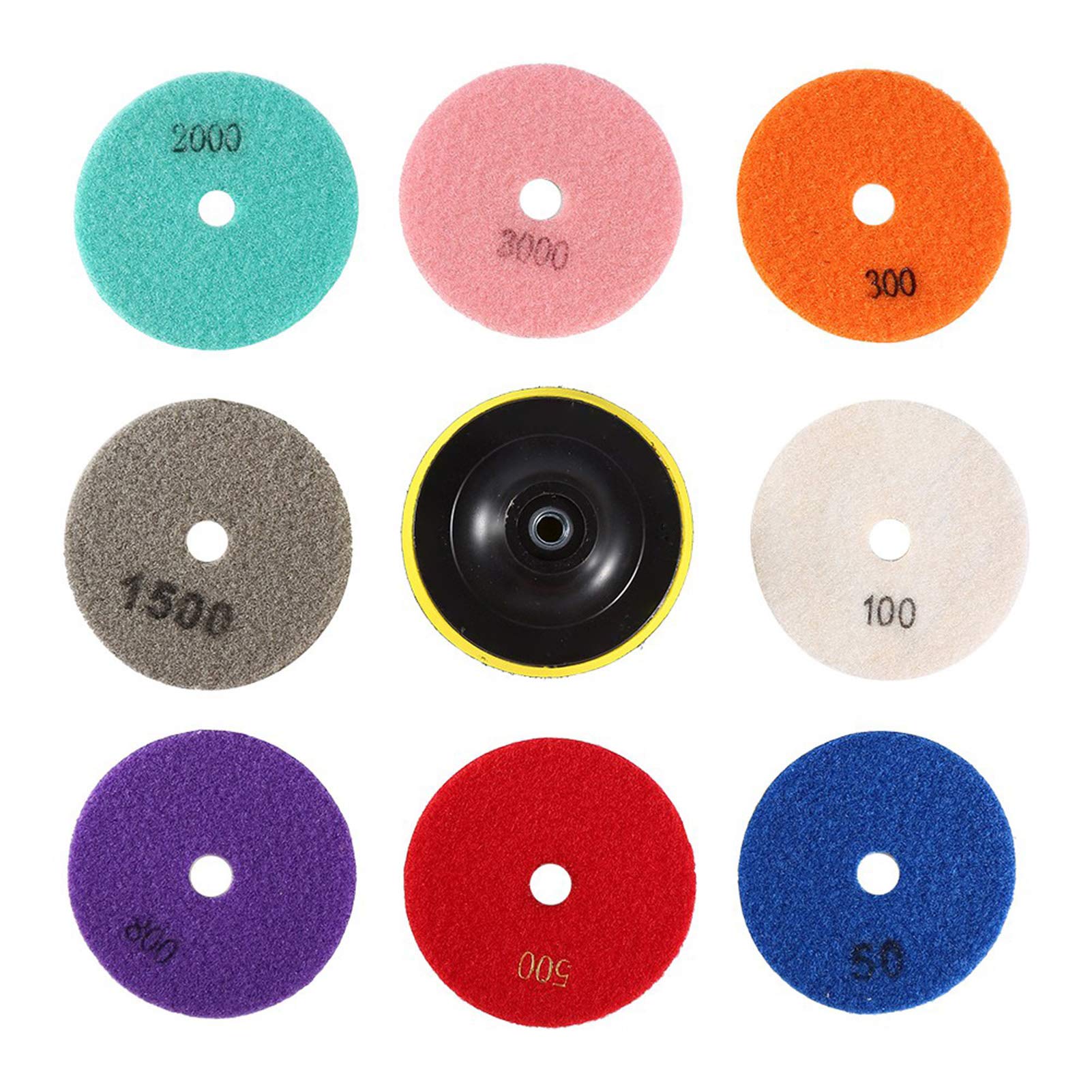 Premium Concrete Polishing Pads & Sandpaper Kit - Wet/Dry Grinding Discs for Floor Refinishing, Countertops & Stone Restoration - Sticky Back Pads for Angle Grinders & Polishers - Ideal for DIY & Professional Use