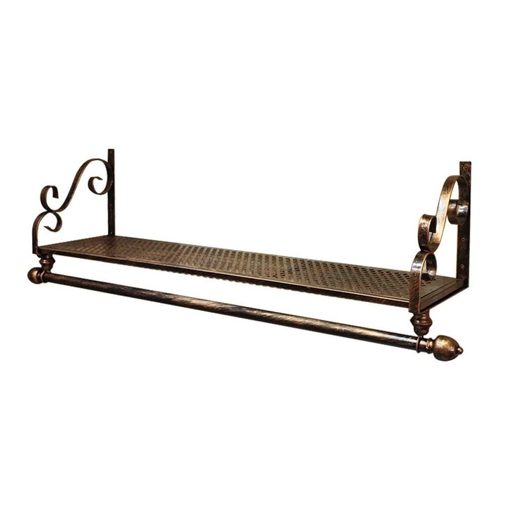 HHGO Modern Metal Wall Mounted Coat Rack with Storage Shelf - Multi-Functional Entryway Organizer for Bathroom, Bedroom, Kitchen & Clothing Stores - Bronze Iron Hanging Rail (100cm) - Perfect for Small Space Organization & Stylish Home Decor