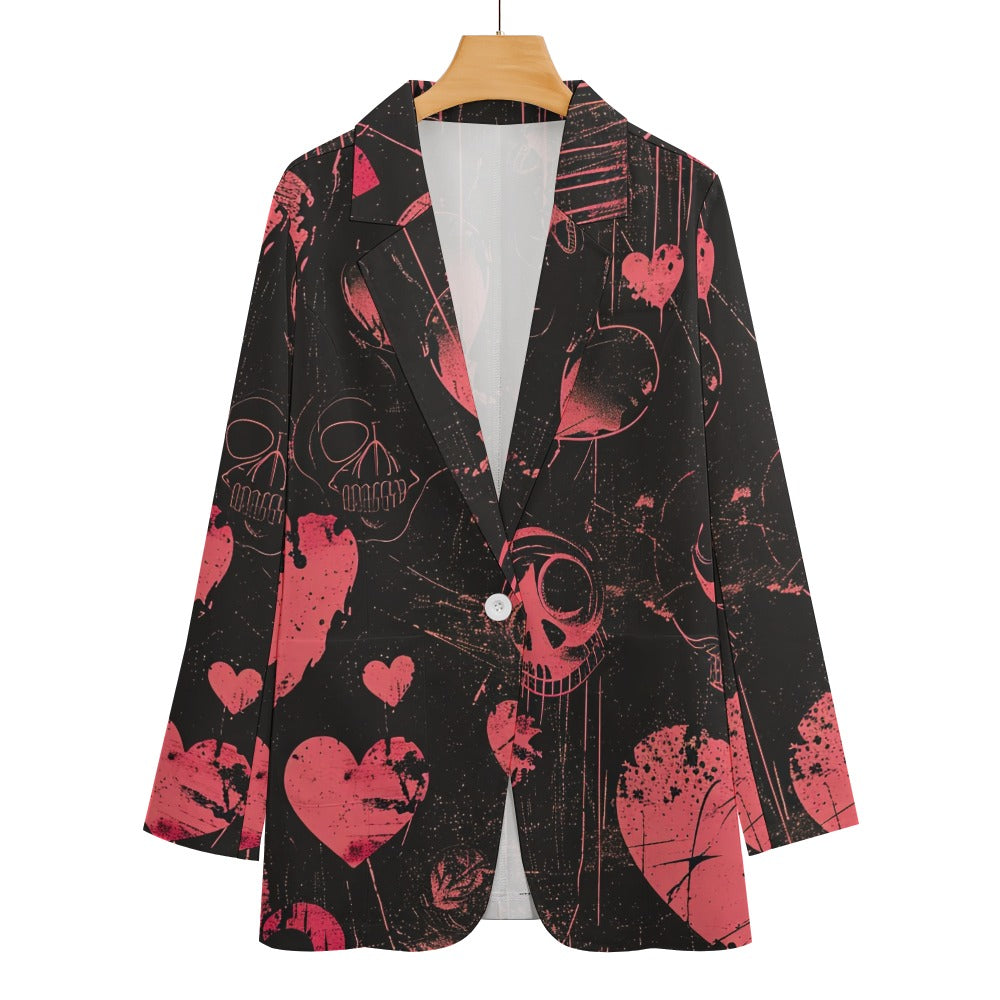 Vintage Gothic Pink Blazer for Women - Stylish Casual Suit Jacket - Perfect for Office Wear, Date Night & Gothic Fashion Outfits