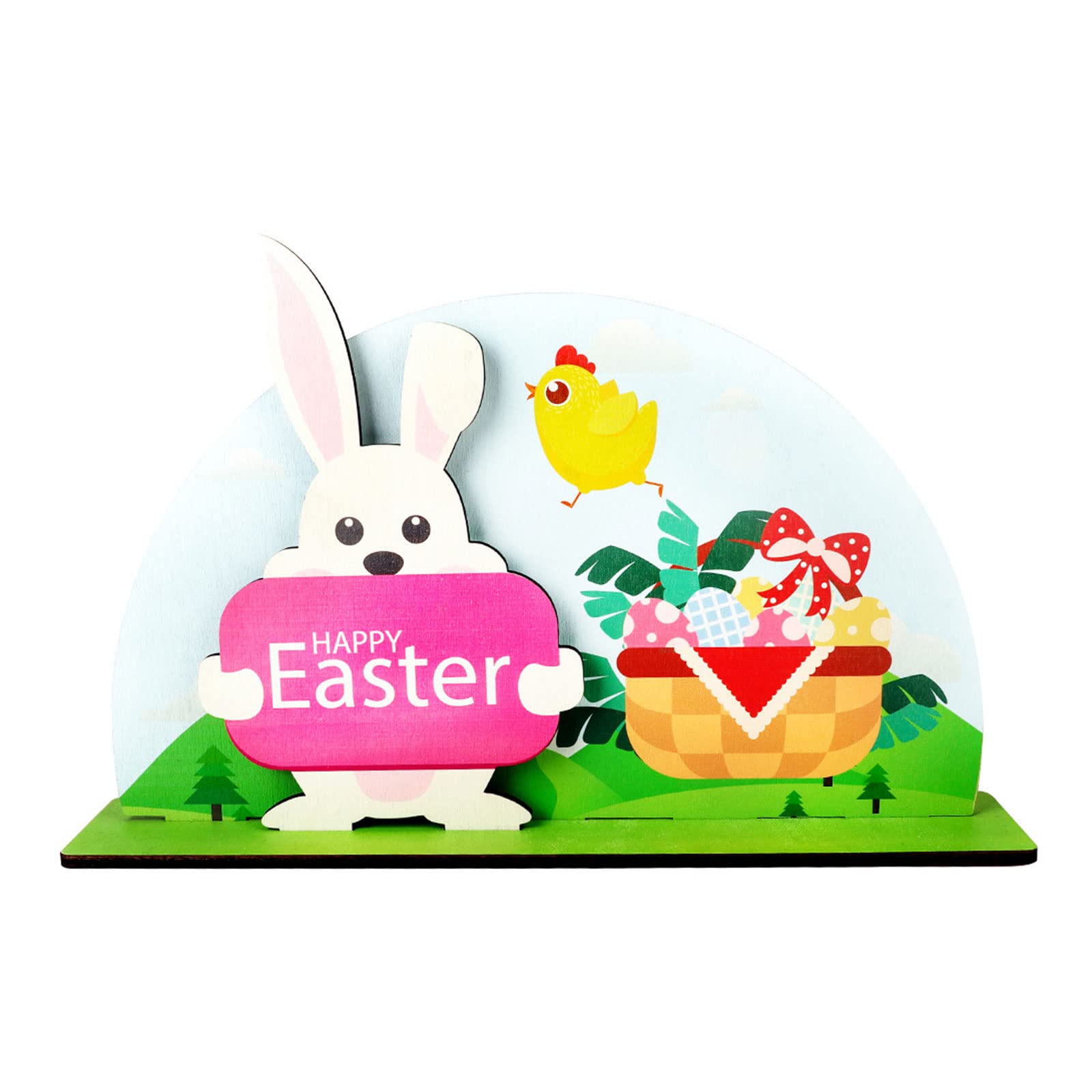 Easter Gnome Decor - Hand-Painted Wooden Bunny Rabbit Ornament for Desktop, Table & Party Decoration | Cute Easter Gift & Home Decor for Spring Celebrations, Easter Egg Hunts & Festive Gatherings