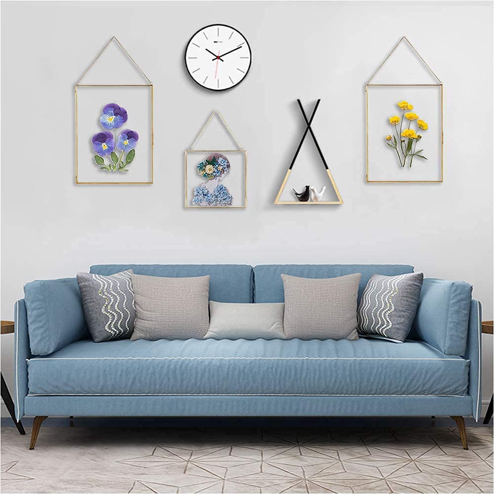 Premium Glass Photo Frame for Dried Flowers - Gold & Brass Pressed Flower Display Frame - DIY Wall Hanging Decor for Home, Wedding, or Gift - Plant Specimen & Geometric Art Display