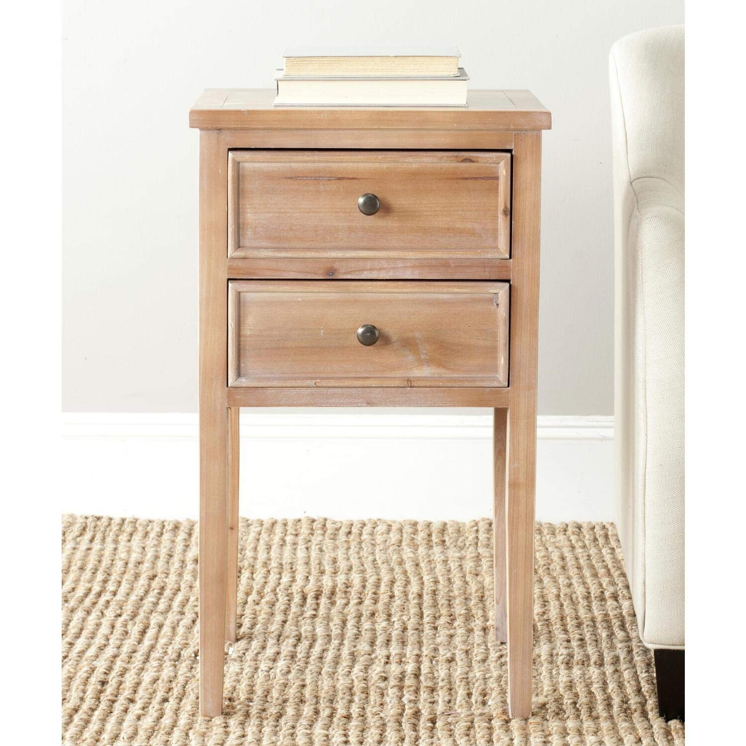 Safavieh American Homes Collection Toby French Grey End Table - Stylish Nightstand for Bedroom, Living Room, or Office - Compact Side Table with Elegant Design