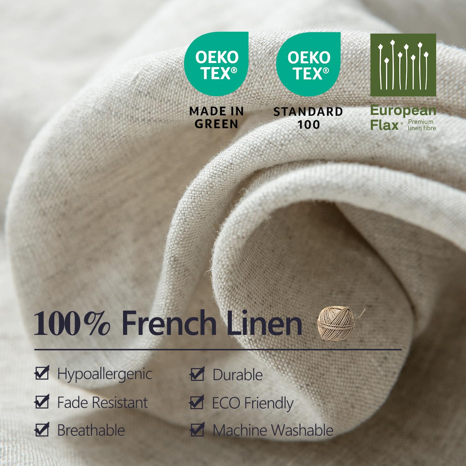 Premium 100% Organic French Linen Bed Sheet Set - Stone Washed Flax 4 Piece (1 Flat Sheet, 1 Fitted Sheet, 2 Pillow Cases) - California King Size - Natural Linen Fabric - Breathable & Eco-Friendly Bedding for Luxury Hotels & Home Master Bedrooms