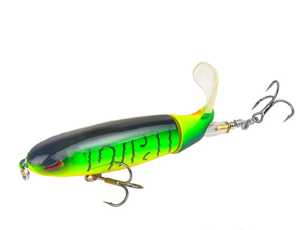 Whopper Popper Fishing Lure - Soft Rotating Tail Artificial Bait for Bass, Trout & Pike - Topwater Fishing Lures for Freshwater & Saltwater