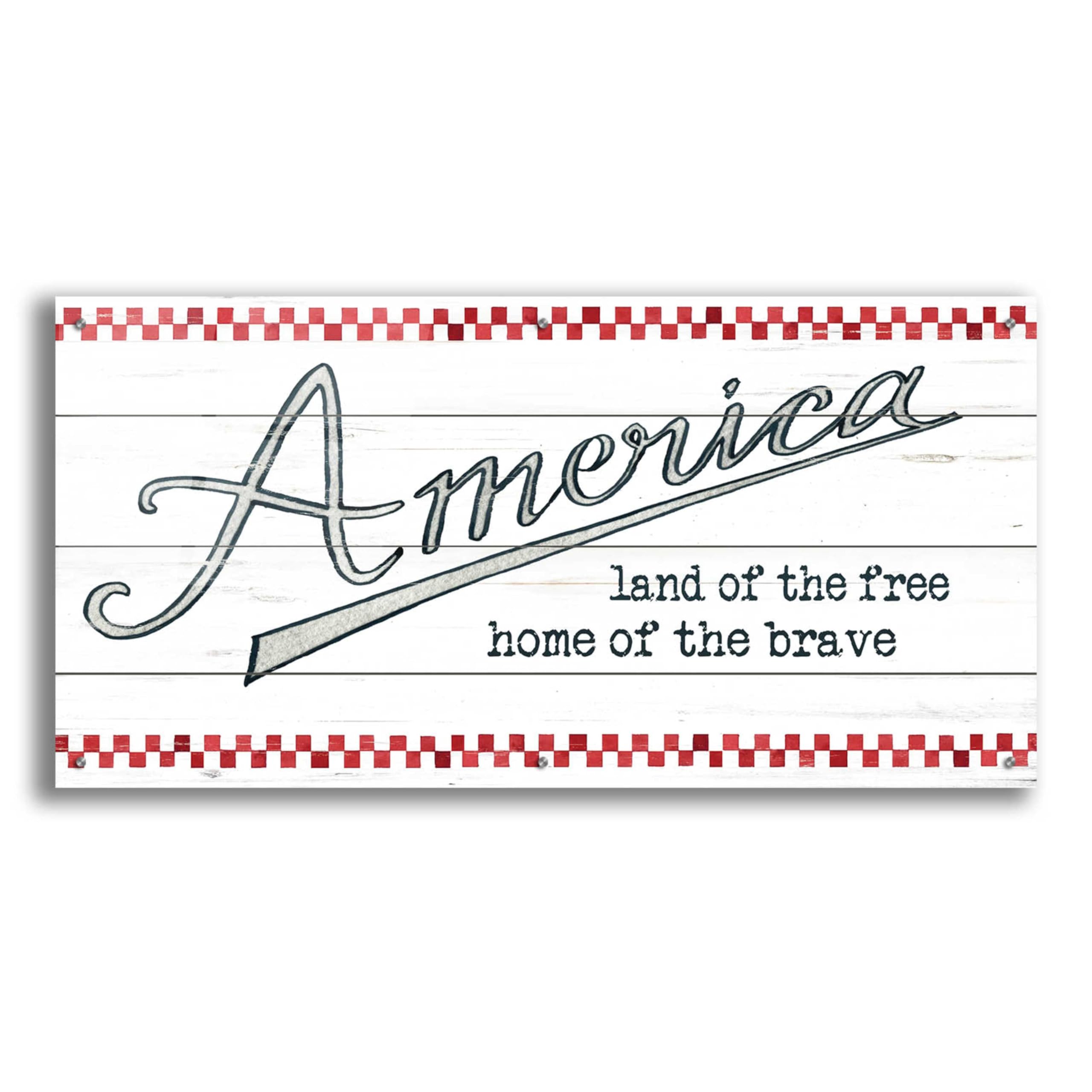 Epic 'America - Land of the Free' Acrylic Glass Wall Art by Cindy Jacobs - 48x24 Inches Patriotic Home Decor for Living Room, Office & Gifts