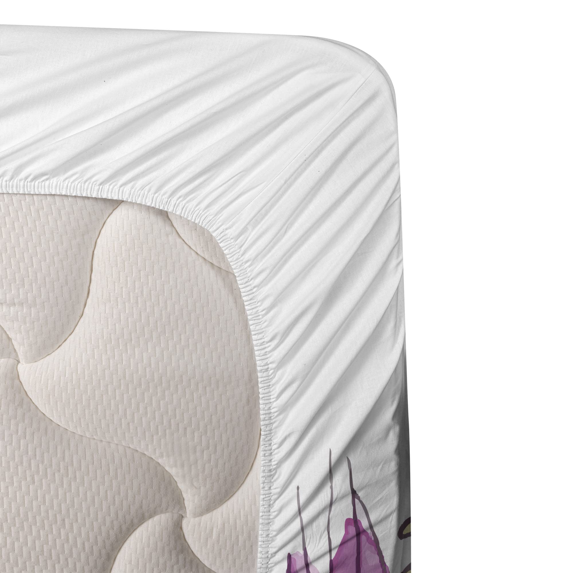 Ambesonne Dragonfly 4-Piece King Sheet Set - Pink & Blue Summer Dandelion Design with Happy Dragonfly Art, Soft Bedding for Master Bedroom, Guest Room & Dorm Decor