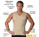Insta Slim Men's Compression Body Shaper - 3 Pack Sleeveless V-Neck Shirt for Back Support, Gynecomastia & Hernia Relief - Made in USA | Workout, Post-Surgery & Everyday Wear