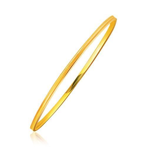 14K Yellow Gold Concave Motif Thin Stackable Bangle Bracelet - Size 8
