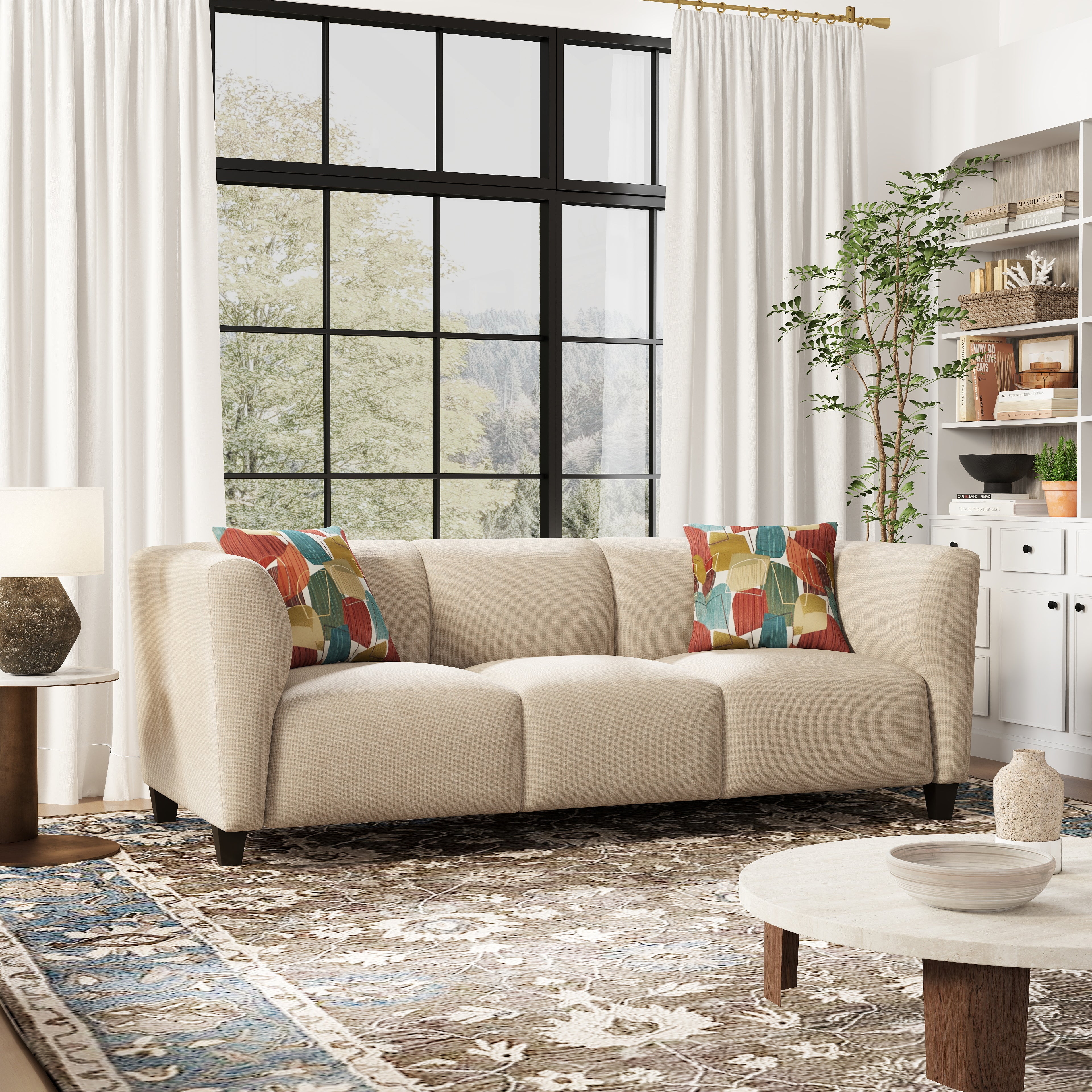 Roundhill Furniture Della Upholstered Sofa and Loveseat Set - Modern Living Room Furniture for Small Spaces | Perfect for Apartments, Condos & Cozy Homes