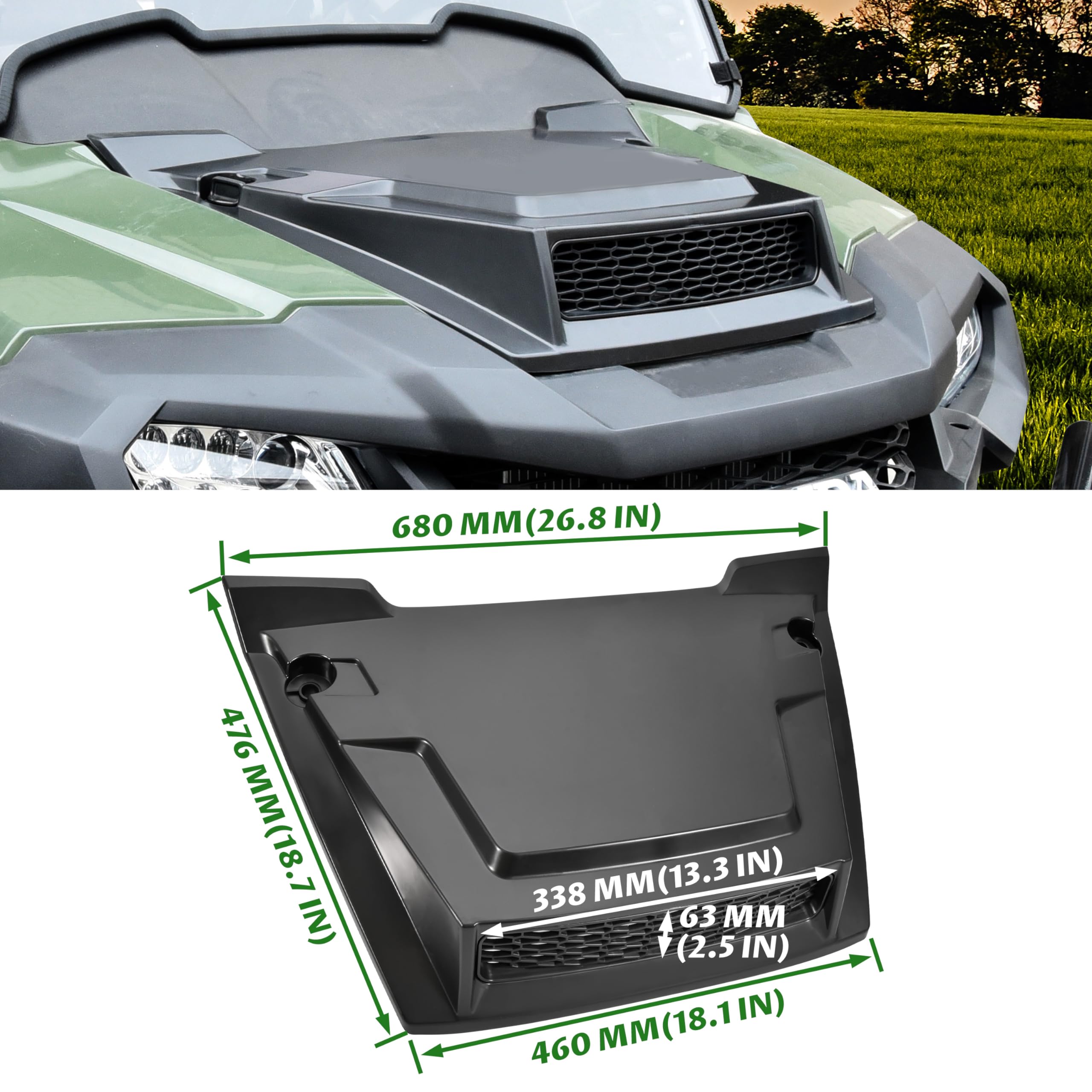 SAUTVS Sport Hood Scoop with Mesh Grille Kit for Honda Pioneer 700-2 & 700-4 (2014-2025) - Front Hood Cover Accessory for Off-Road Adventure & ATV Enthusiasts