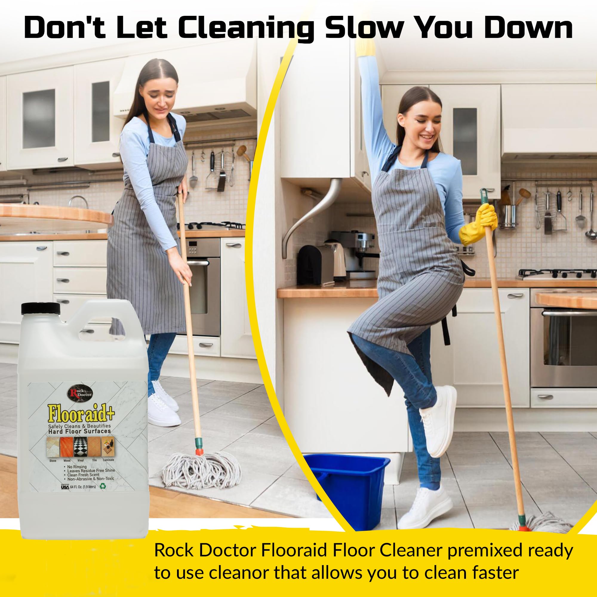 Flooraid + Multi-Surface Floor Cleaner - Safe for Vinyl, Ceramic Tile, Stone, Laminate & Hardwood Floors | Biodegradable & Eco-Friendly Cleaning Solution (64 oz) | Perfect for Homes, Offices & Commercial Spaces