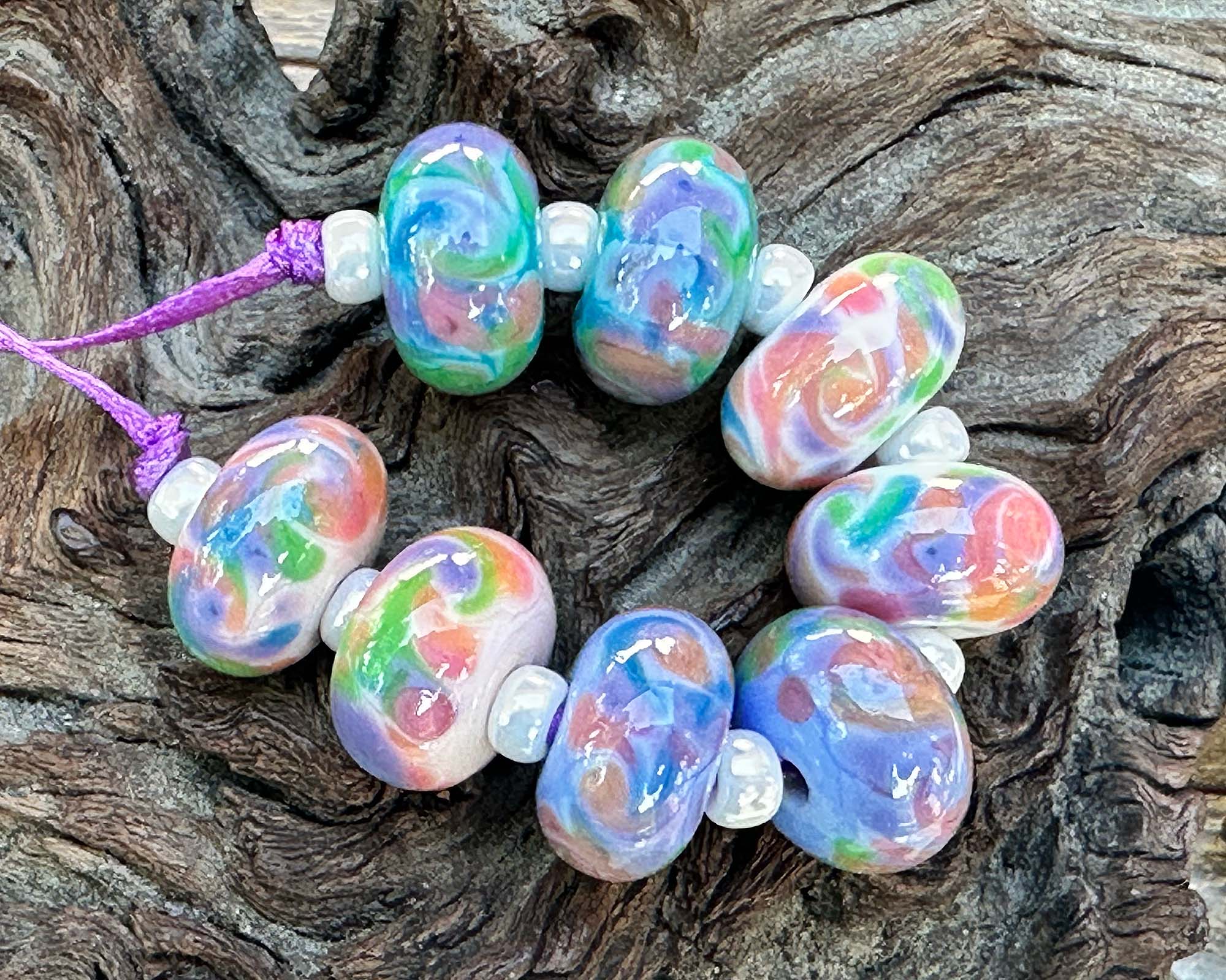 8-Piece Sunlit Garden Colorful Lampwork Glass Beads Set for Jewelry Making - DIY Bracelets, Necklaces & Craft Projects - Perfect for Beaders and Artisans