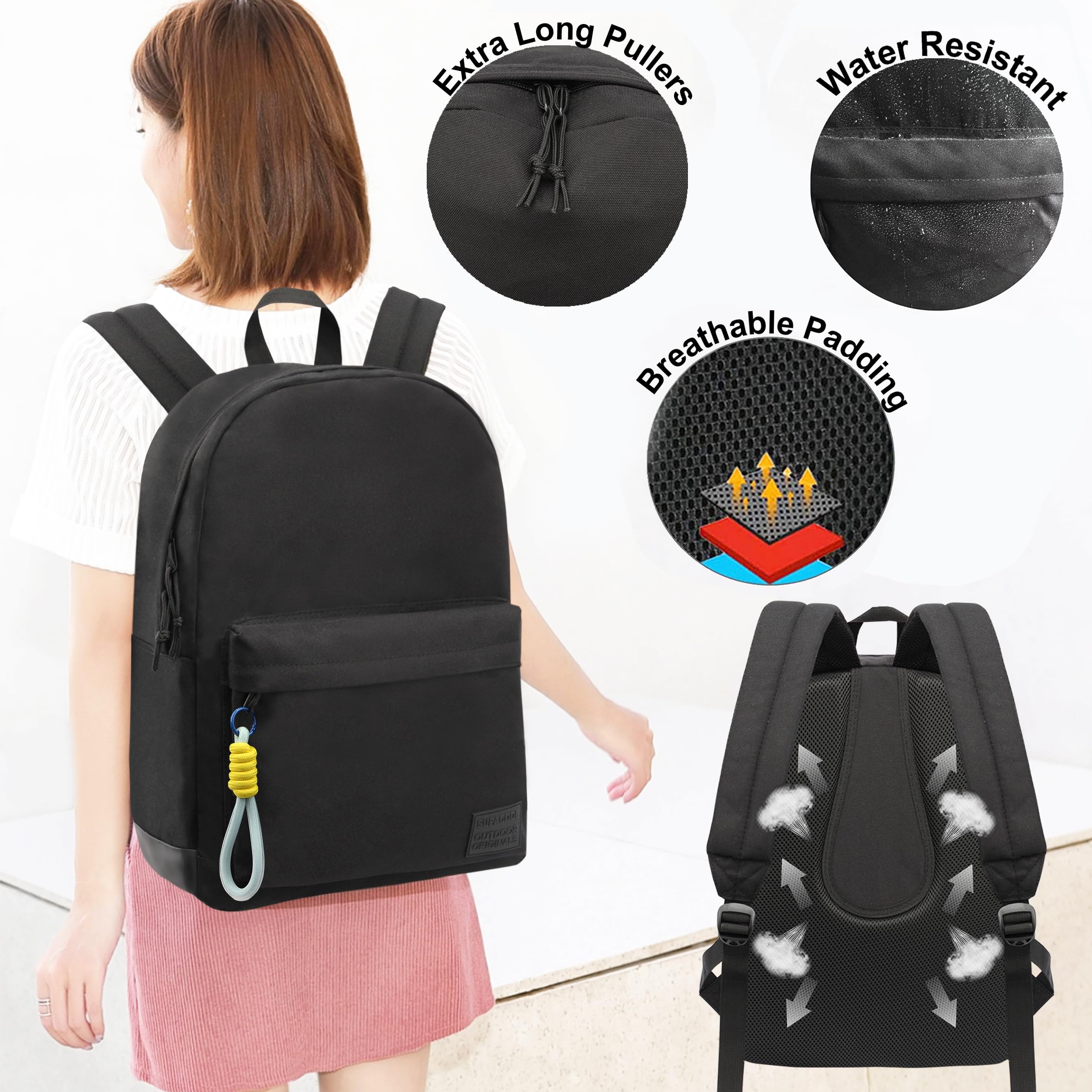 SUPACOOL Lightweight Laptop Backpack with USB Charging Port - Water-Resistant College Backpack for Men & Women - Perfect for Work, School & Travel