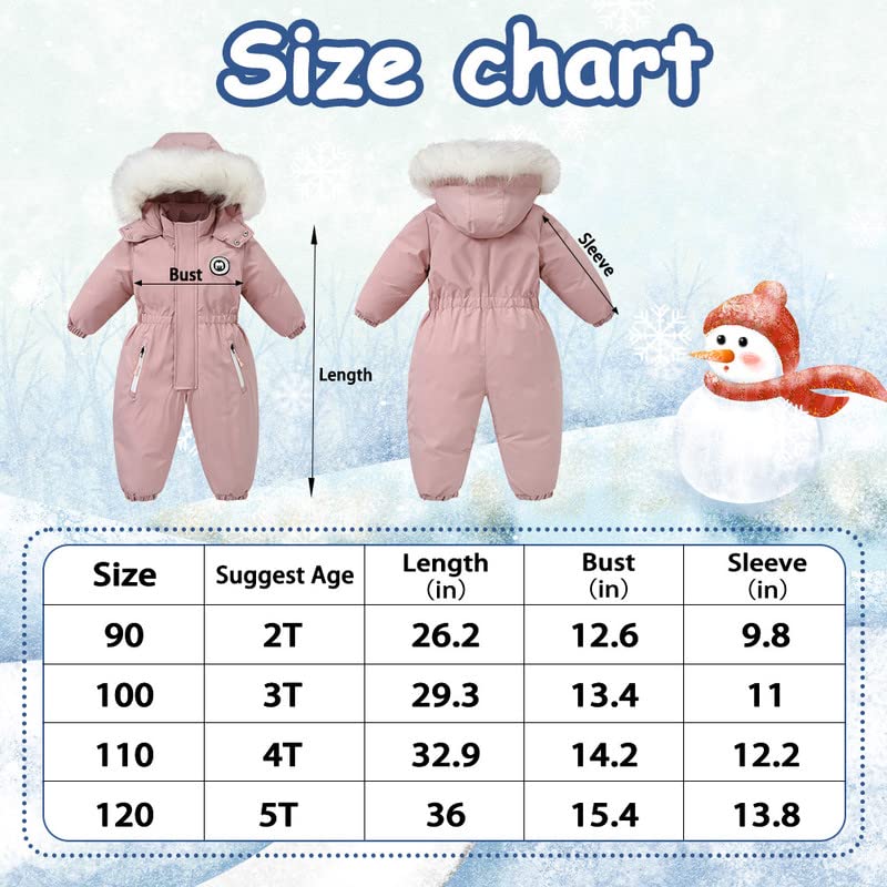 DEARBB Toddler Snowsuit - Hooded Winter Romper Jumpsuit for Baby Boys & Girls | Warm One-Piece Outfit for Cold Weather | Perfect for Snow Play, Outdoor Activities & Winter Adventures