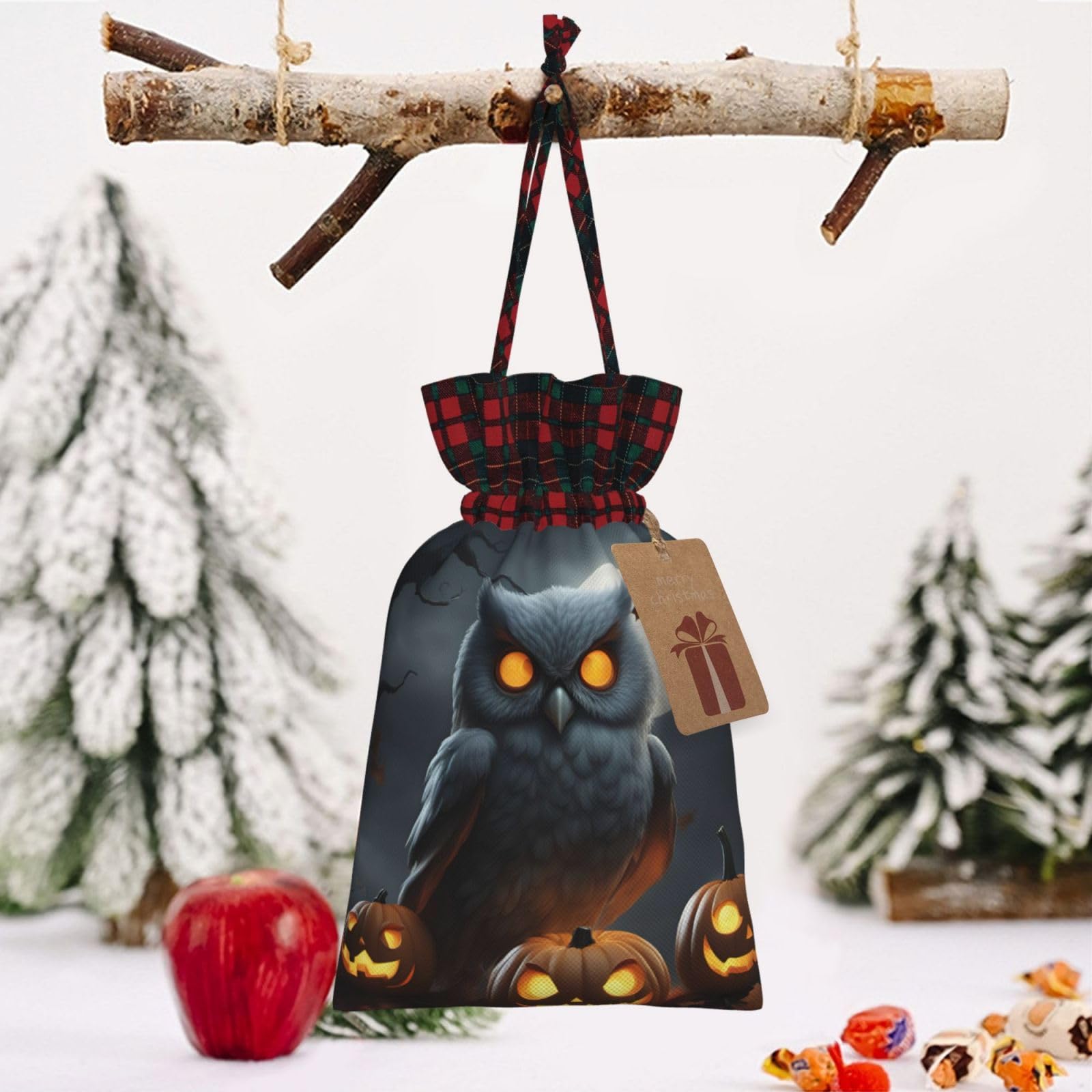 Halloween Owl Ghost Pumpkin Themed Reusable Drawstring Gift Bags - Unique Personalized Party Favors for Trick or Treat, Holiday Decorations & Spooky Celebrations