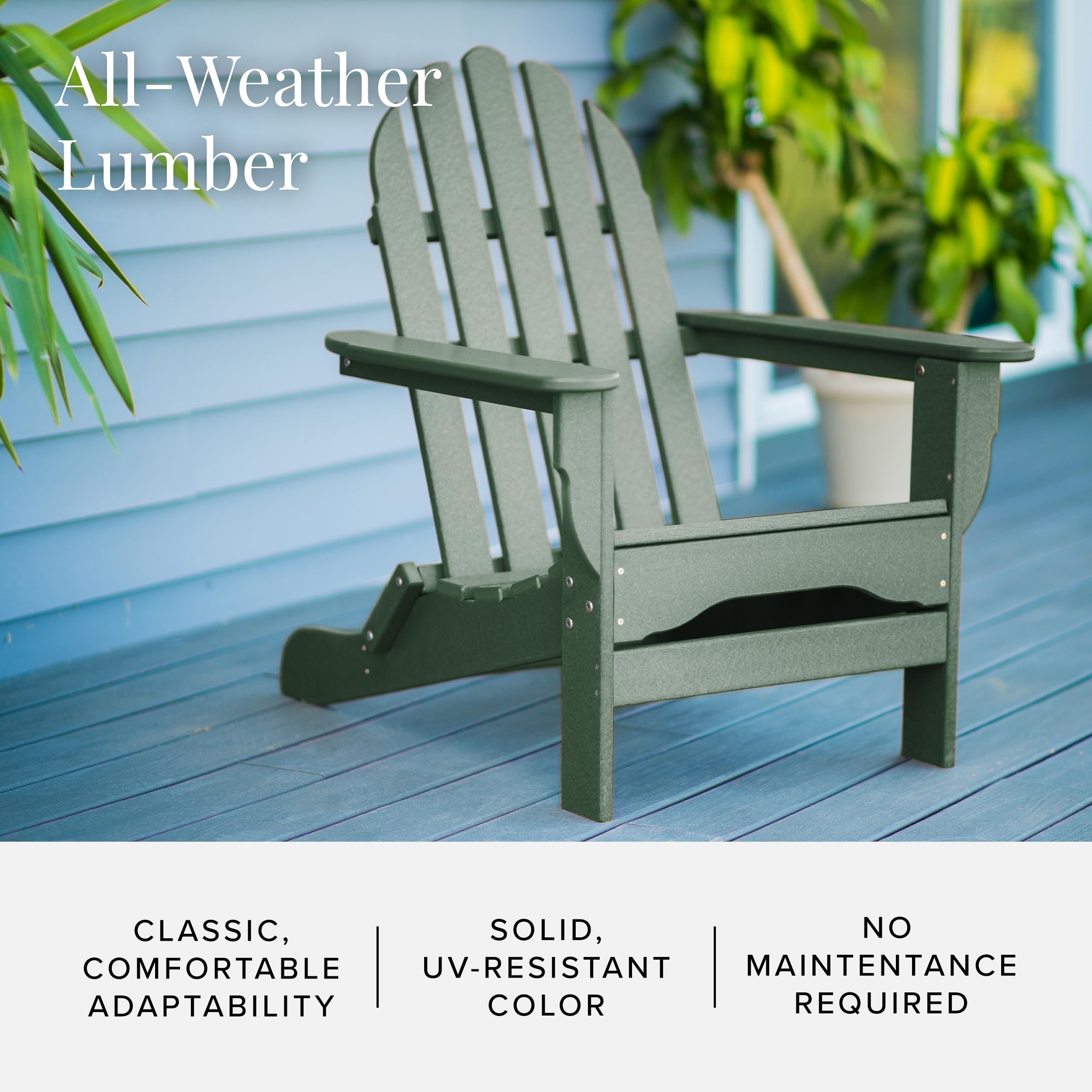Premium Adirondack Chair Set - 2 All-Weather Tangentwood Chairs & Side Table - Oversized Patio Furniture for Porch, Deck & Lawn - Durable, No Maintenance Outdoor Seating - Made in USA - Forest Green - Perfect for Backyard Relaxation & Garden Parties