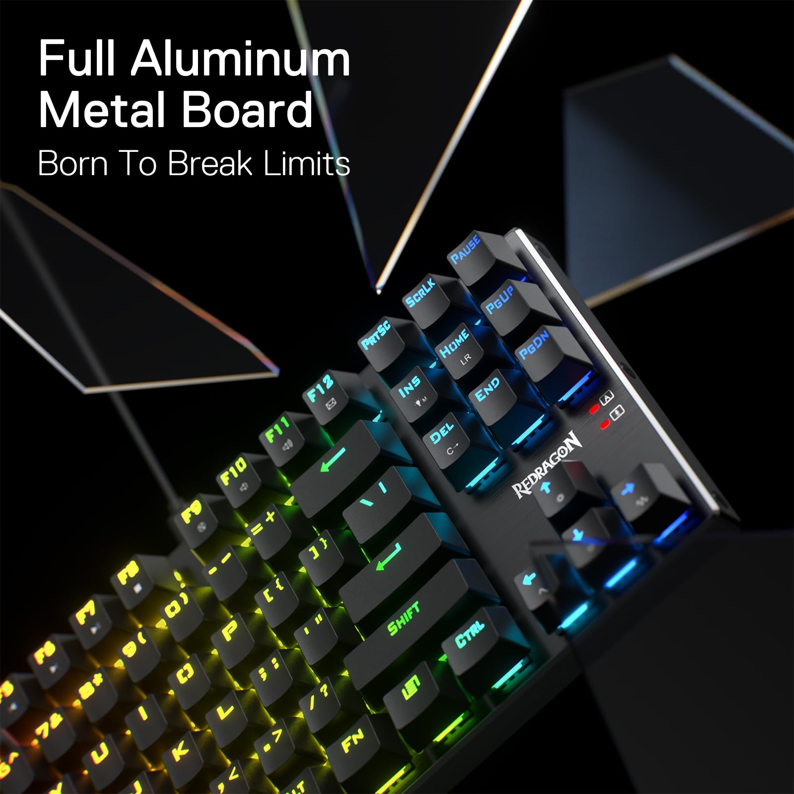 Redragon K556 TKL RGB Mechanical Gaming Keyboard - 87 Keys, Aluminum Base, Red Switch for Quiet Gaming