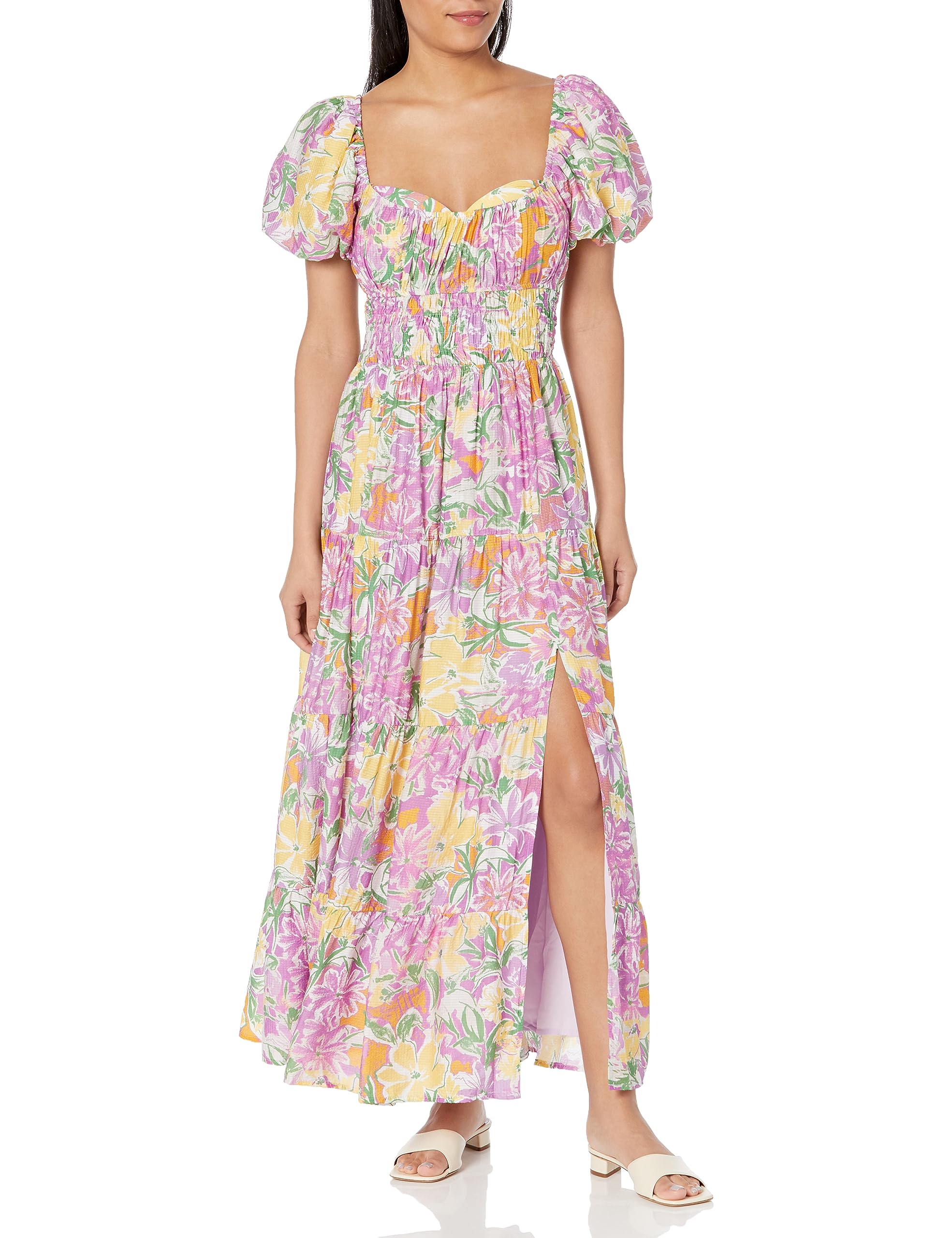 ASTR the Label Women's Florentina Dress - Flowy Midi Dress with Floral Print | Perfect for Summer Weddings, Brunch & Date Nights