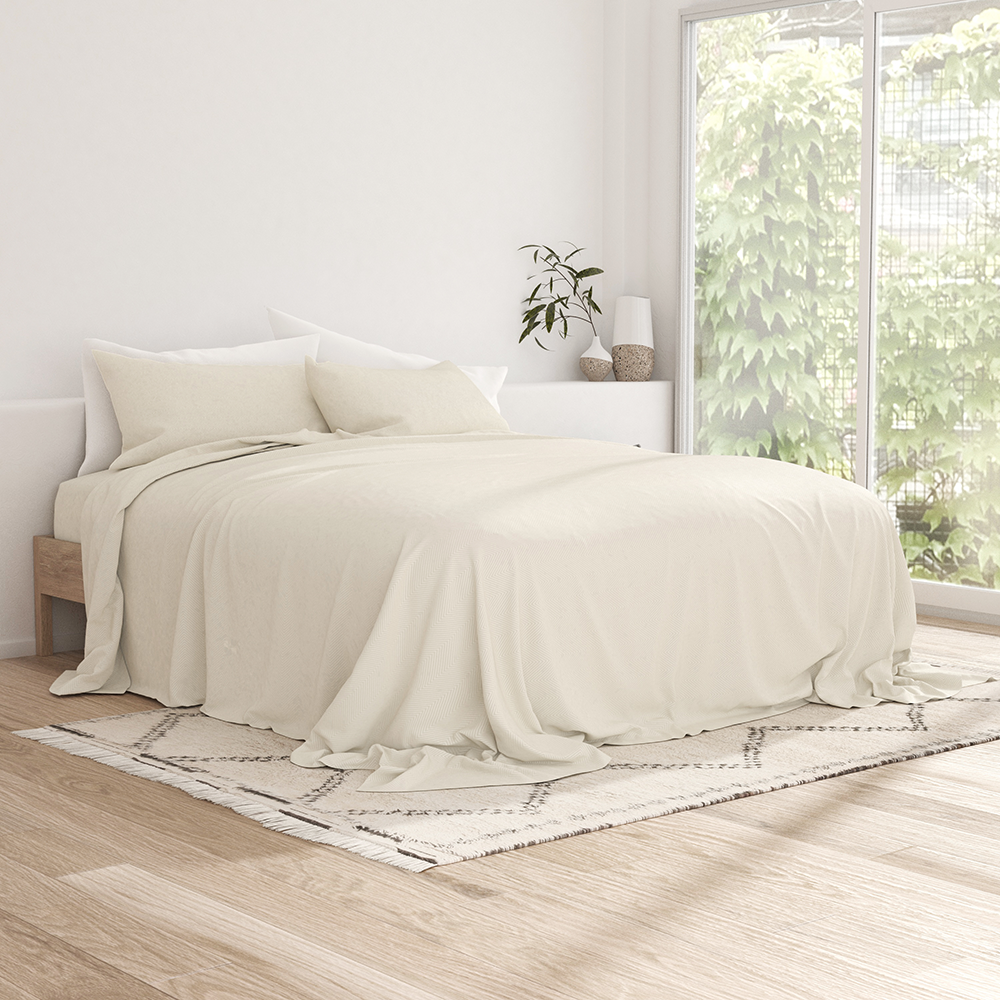 Chevron Embossed 4-Piece Queen Size Sheet Set - Soft Wrinkle-Resistant Bedding for Comfortable Sleep - Perfect for Master Bedroom, Guest Room & Dorm