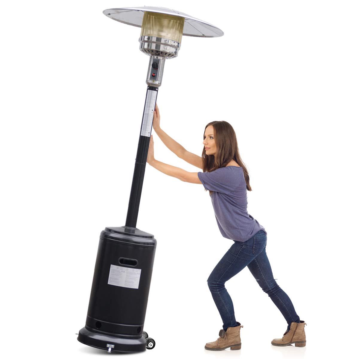 Giantex 50,000 BTU Steel Propane Patio Heater - Outdoor Commercial Standing Heater with LP Gas & Accessories (Black) - Perfect for Restaurants, Backyards, and Patio Parties