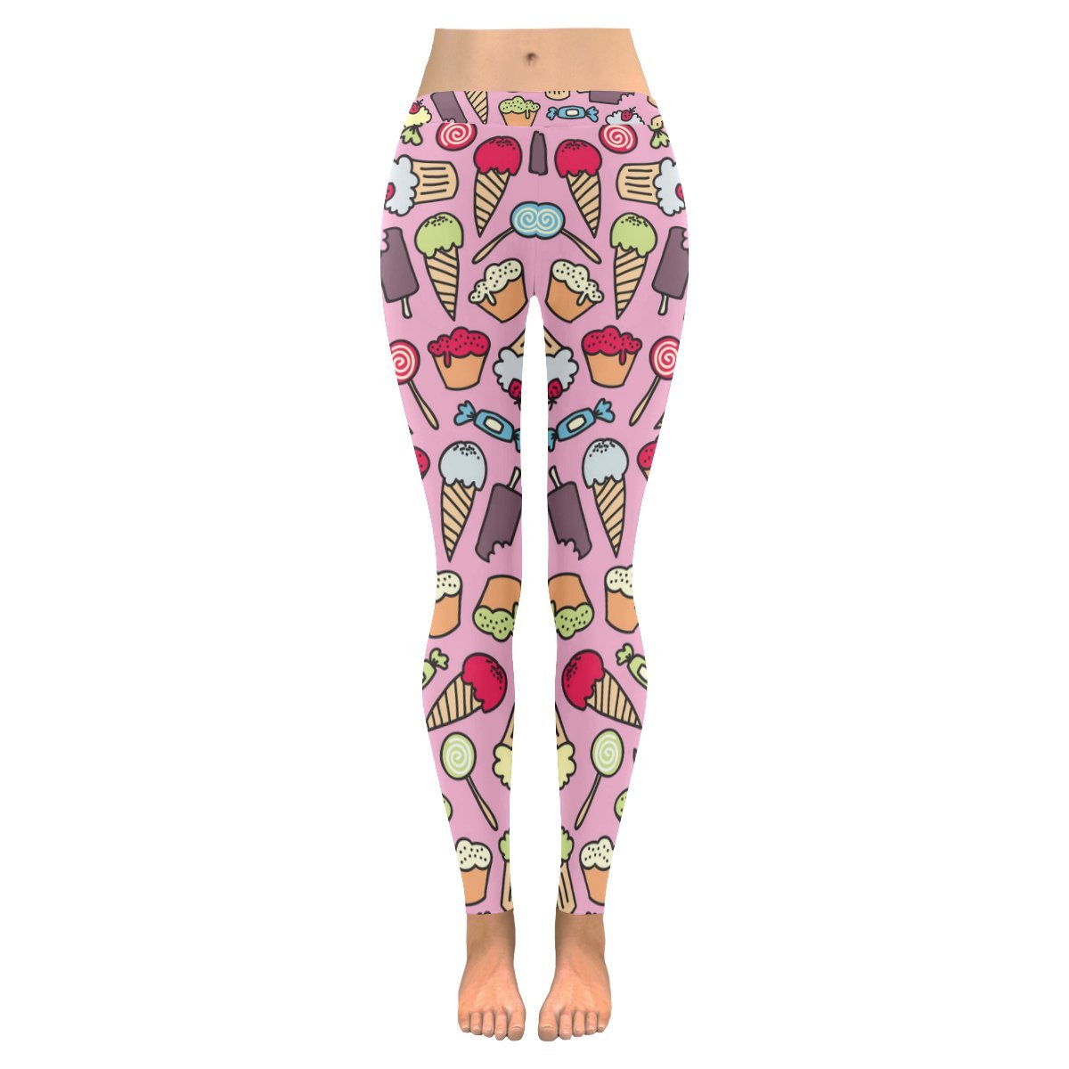 Stylish Low Rise Women's Plus Size Legging XXS-5XL with Cake & Candy Print - Perfect for Yoga, Workouts & Casual Wear