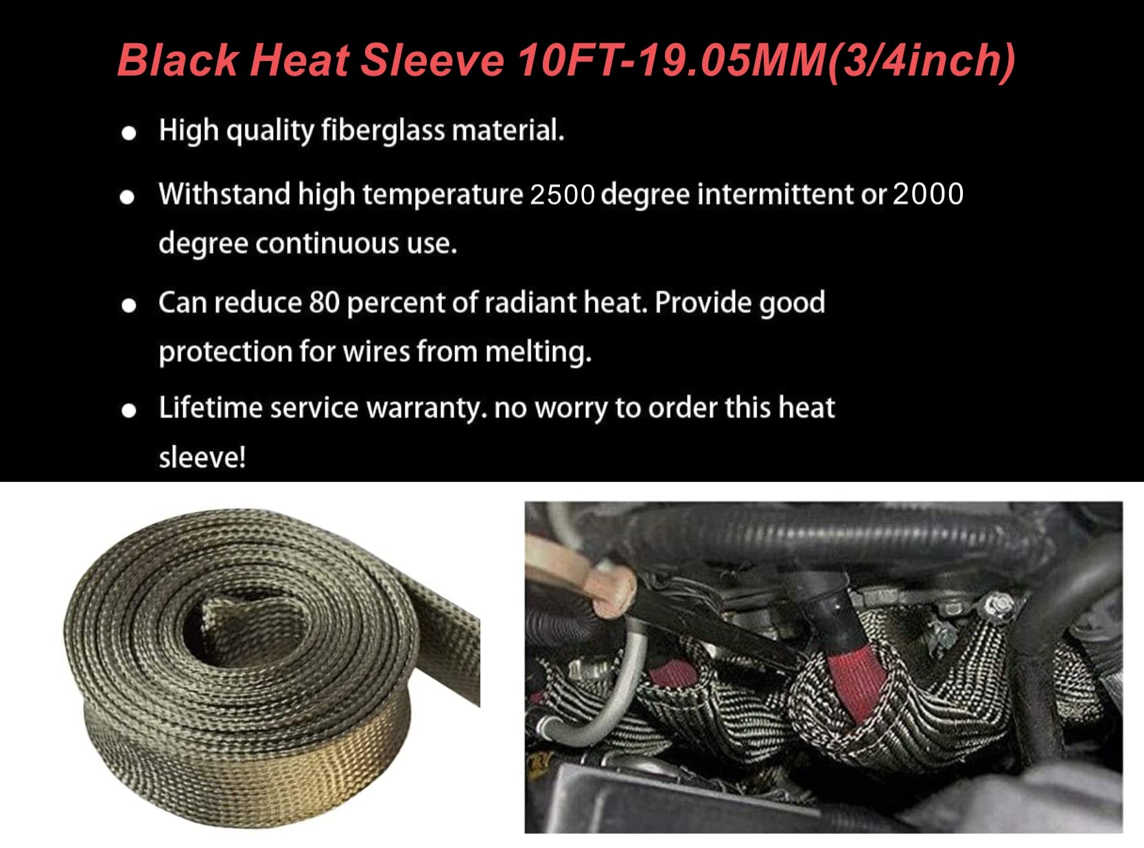 High-Temperature Heat Sleeve for Automotive Fuel Lines - 3/4
