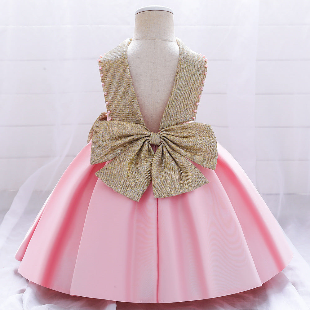 Baby Girl Birthday Party Dress with Bow Knot - Toddler Princess Gown for Special Occasions & Photo Shoots