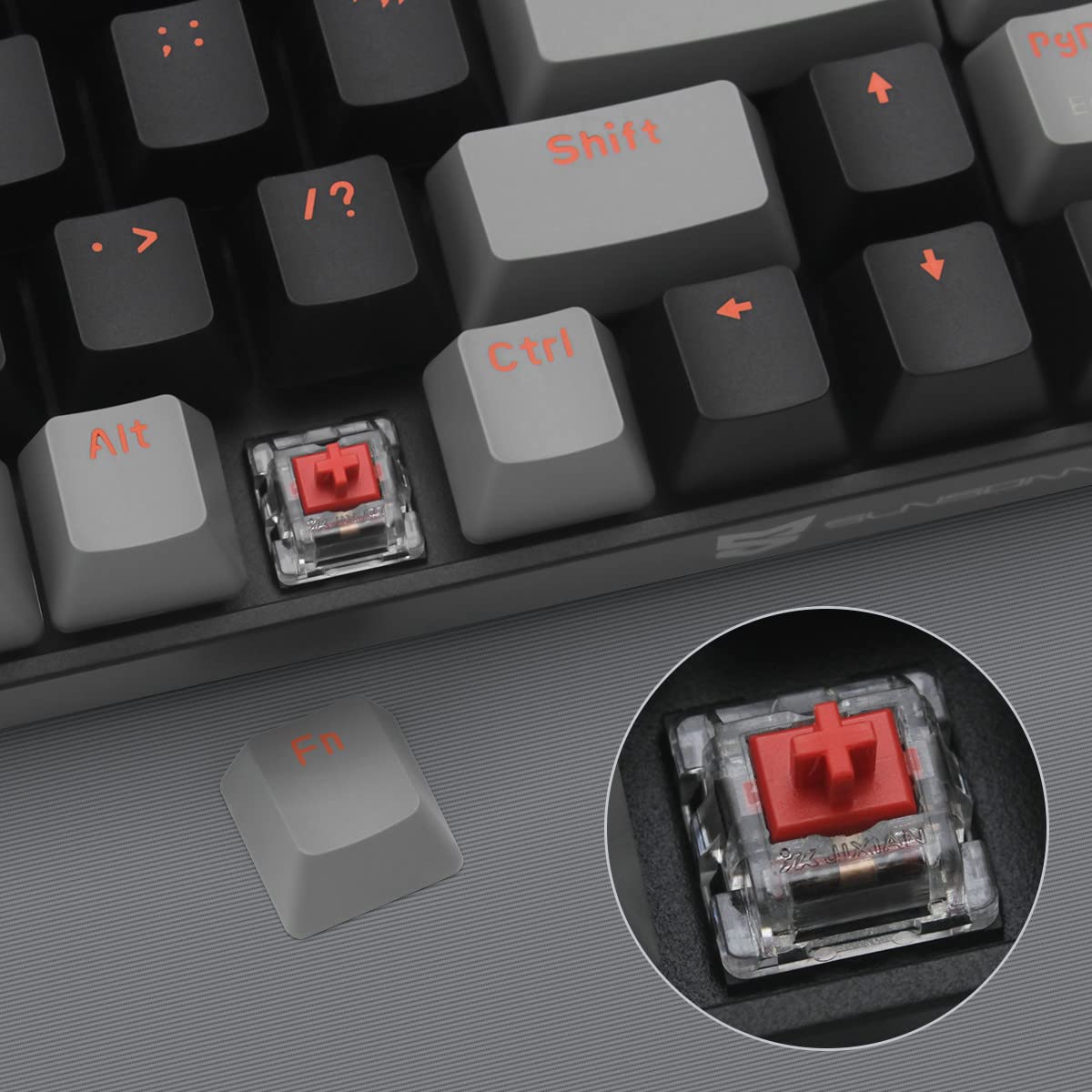 Qisan 60% Wireless Mechanical Keyboard - Red Switch, Dual Mode 2.4G/BT for PC Gaming