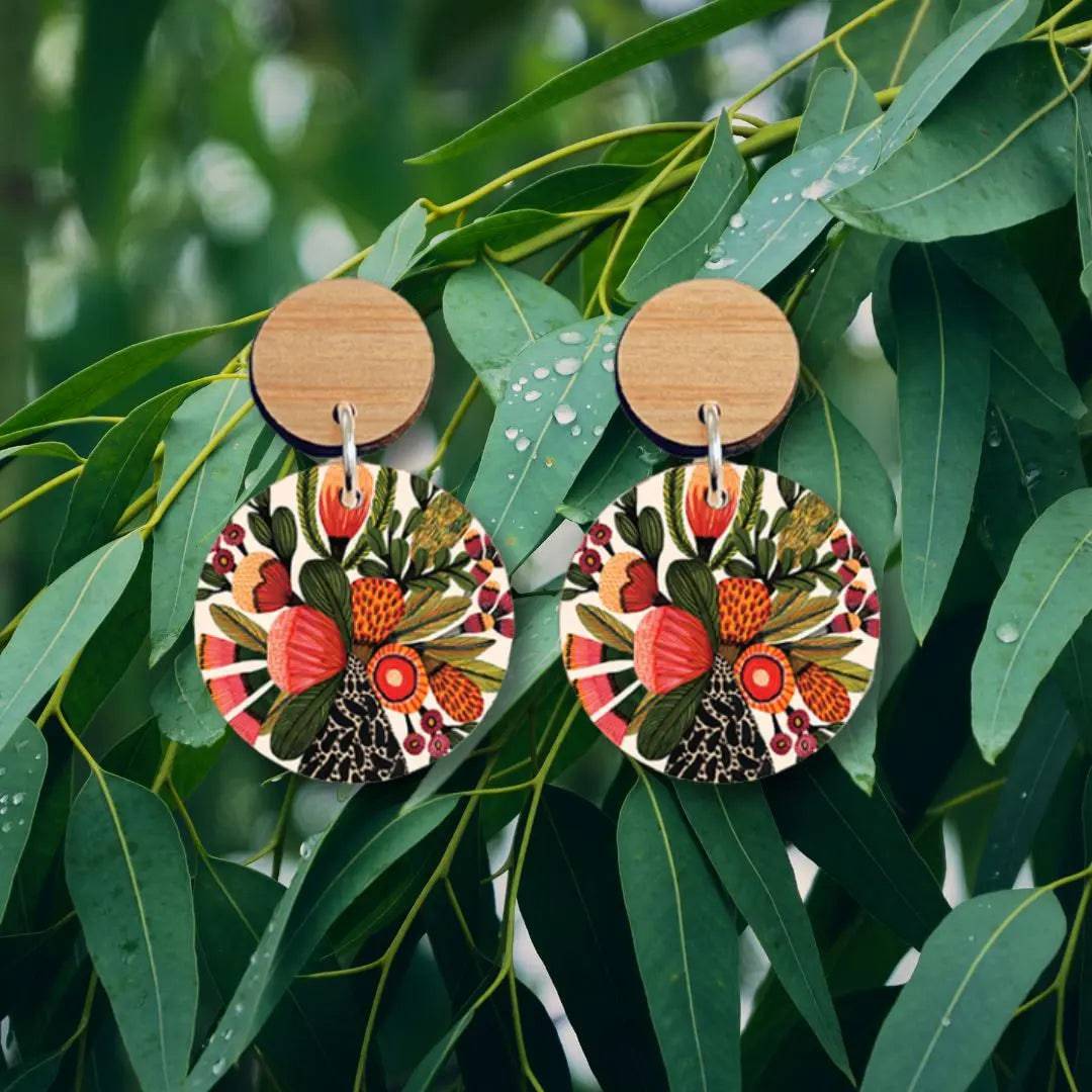 Handmade Australian Native Flowers Wooden Earrings | Boho Nature-Inspired Jewelry for Women | Perfect for Festivals, Weddings & Everyday Wear