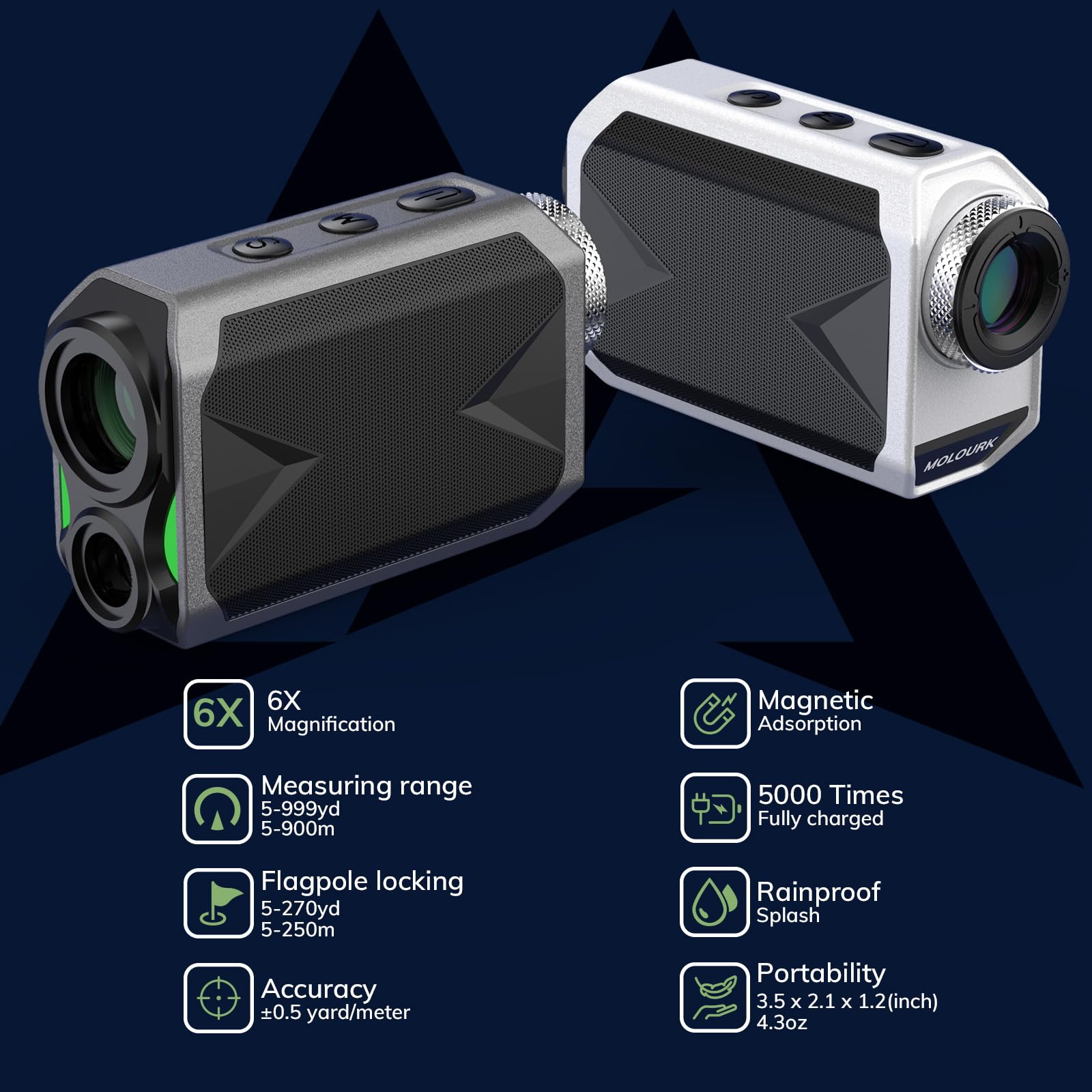 GC01 Golf Rangefinder with Slope Technology | Flag Lock & Vibration Alert | Rechargeable & Magnetic Stripe | Perfect for Tournament Play & Course Practice