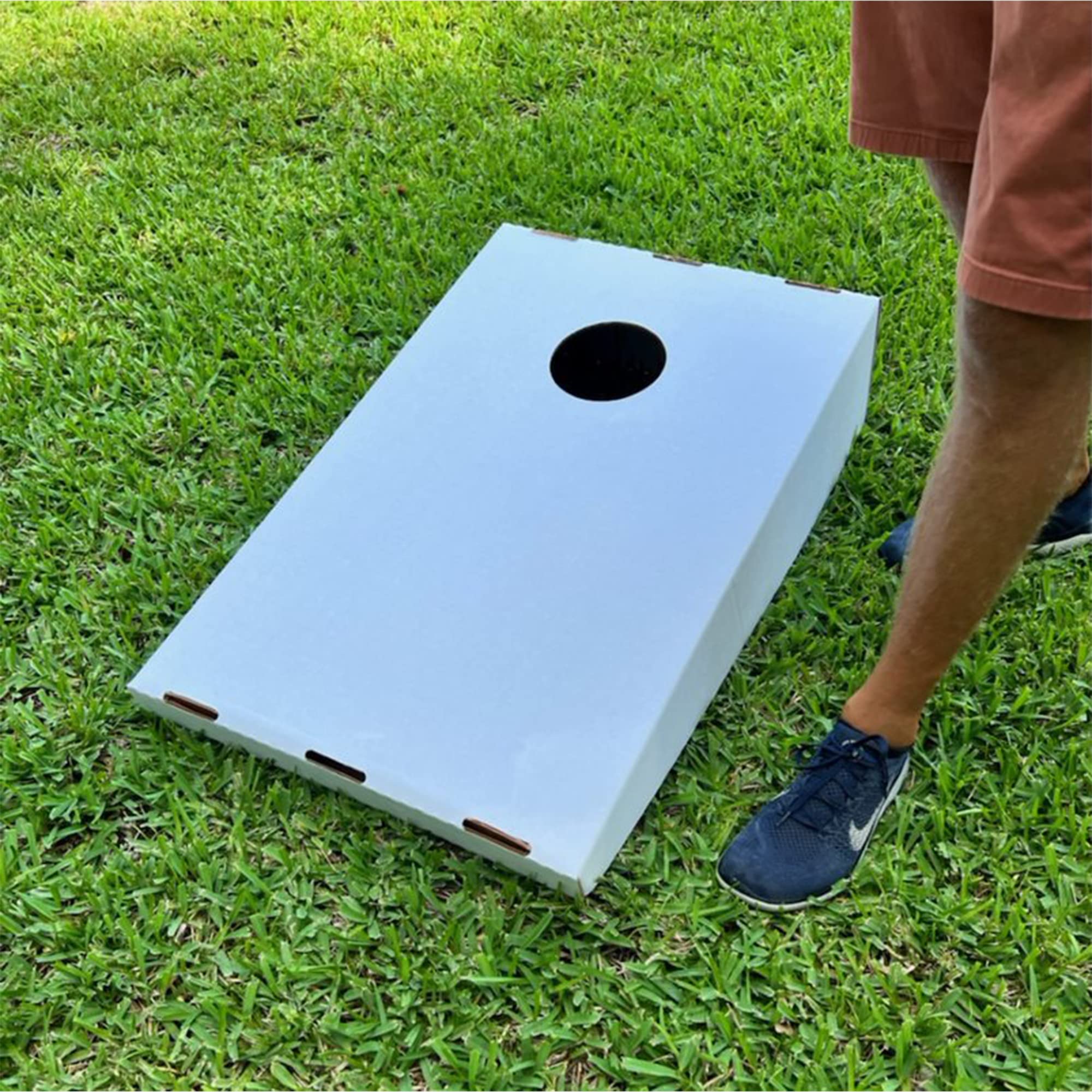 Premium Foldable Cornhole Boards Set with Support Beams - 2 Pack Outdoor Lawn Game for Backyard, BBQ, Picnic, Tailgating & Parties (Birthday, Wedding, Garden Events) - Durable Cardboard Design for Adults & Kids