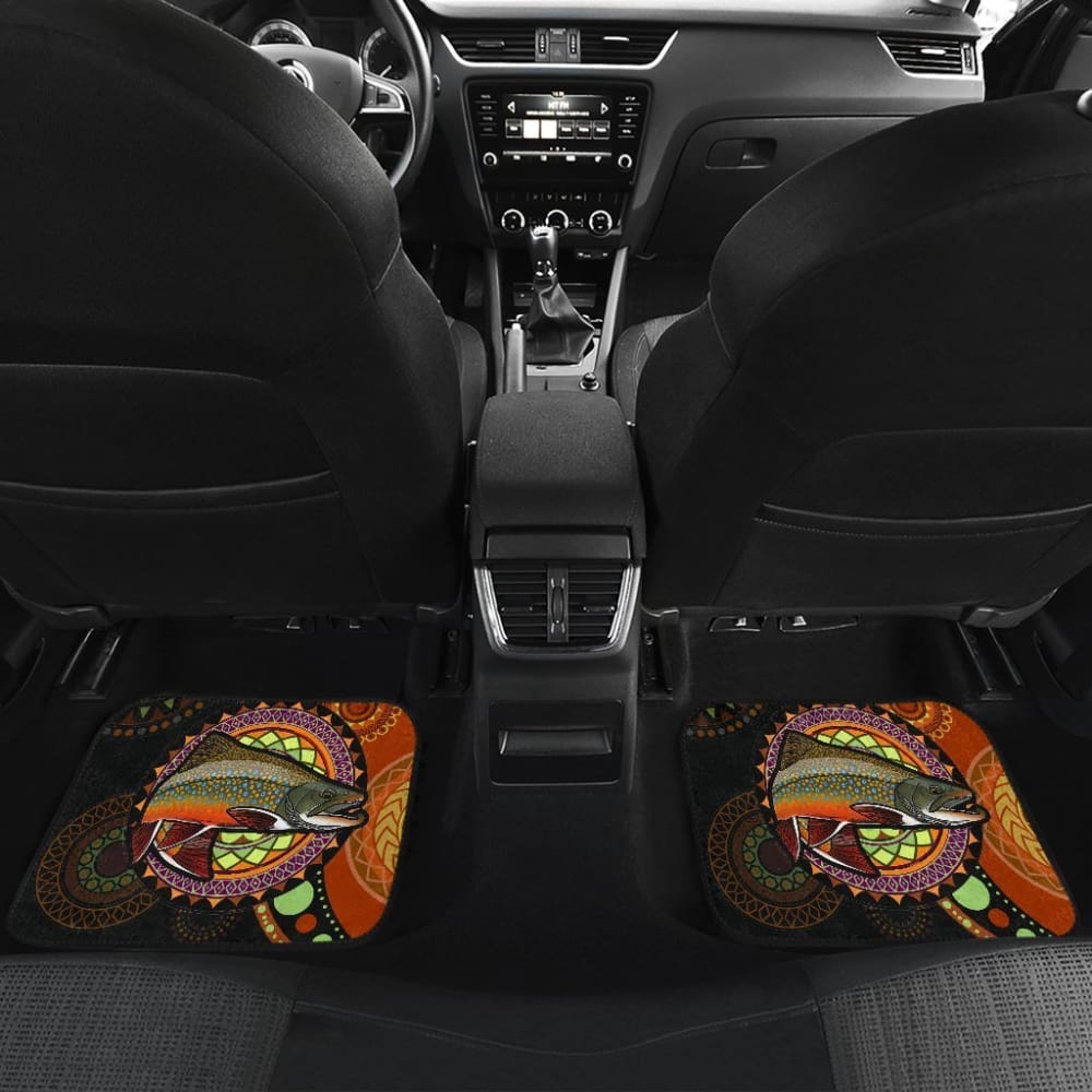 Premium Brook Trout Ethnic Pattern Car Floor Mats - All-Weather Protection for Trucks, SUVs, and Sedans - Perfect for Fishing Enthusiasts and Outdoor Adventures