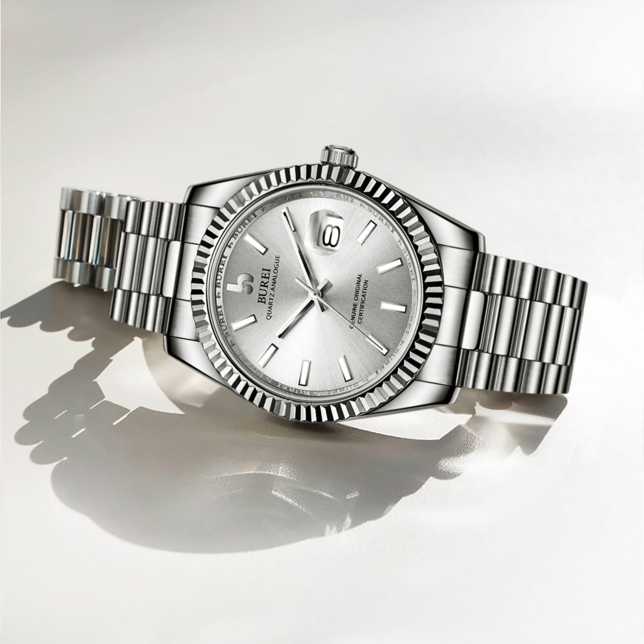 BUREI Luxury Men's Watch - Sapphire Crystal, Stainless Steel, Waterproof for Business & Formal Occasions
