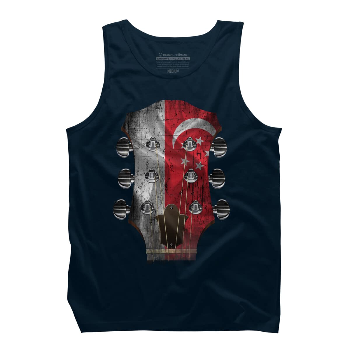 Design By Humans Men's Guitar Head Graphic Tank Top - Music Lover Casual Tee for Concerts, Summer Outfits & Streetwear