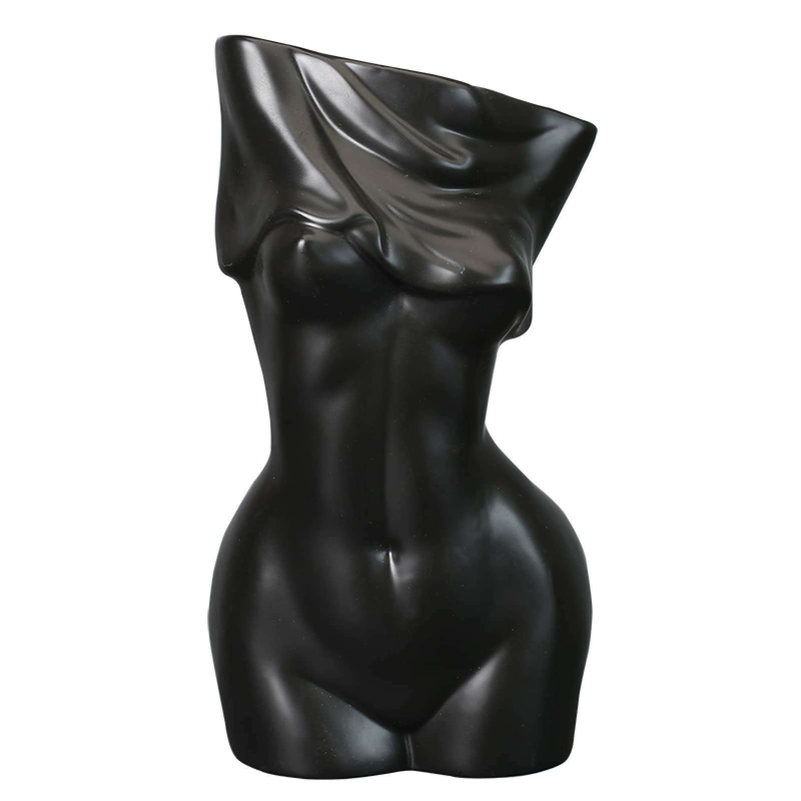 Handcrafted Black Ceramic Sculpture Vase - Elegant Lady Body Art Flower Pot for Home Decor | Perfect for Tabletop Plants, Floral Arrangements & Unique Gift Ideas