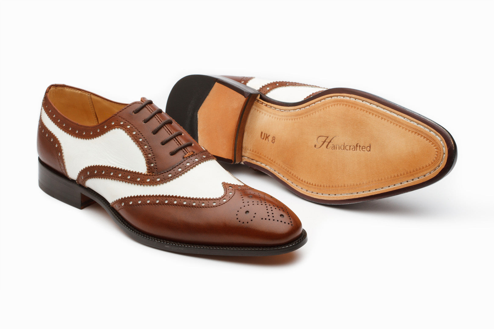 Men's Spectator Wingtip Oxford Shoes in Brown & White - Classic Two-Tone Dress Shoes for Business, Office & Formal Events