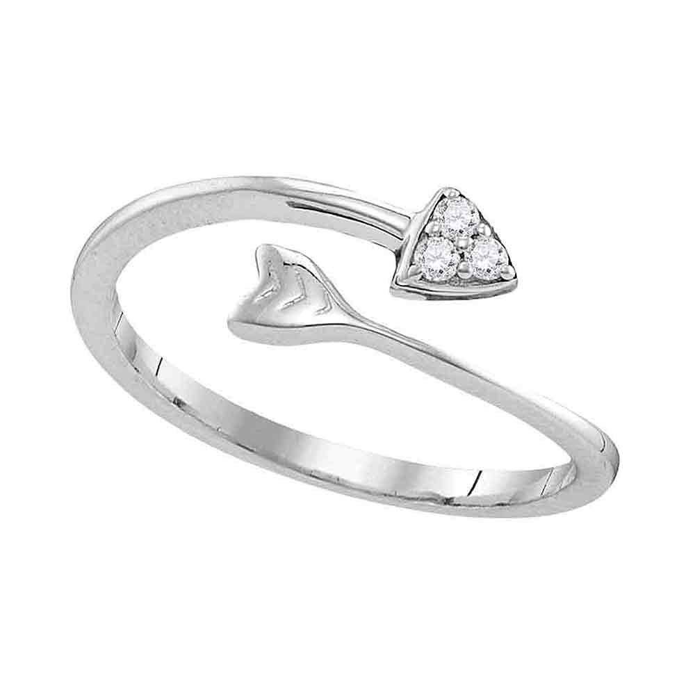 Sterling Silver Women's Round Diamond Bisected Arrow Band Ring - 1/20 CTTW - Elegant Jewelry for Weddings, Anniversaries & Everyday Wear
