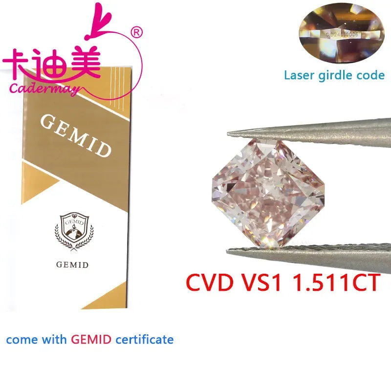 1.511CT VS1 Clarity Light Brown CVD Lab Grown Diamond Loose Stone - Radiant Shape EX Cut for Jewelry Making, Engagement Rings & Custom Designs