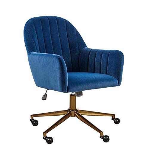 Navy Blue Velvet Home Channeled Back Office Chair - Ergonomic Comfort for Work & Study - Perfect for Home Office, Gaming & Workspace