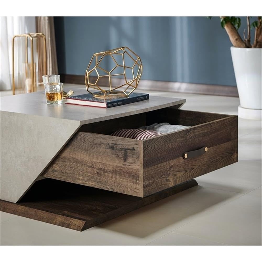 Krella 2-Piece Solid Oak Wood Coffee Table with Storage and 62-Inch Entertainment TV Stand Set - Perfect for Living Room, Home Theater, and Modern Home Decor