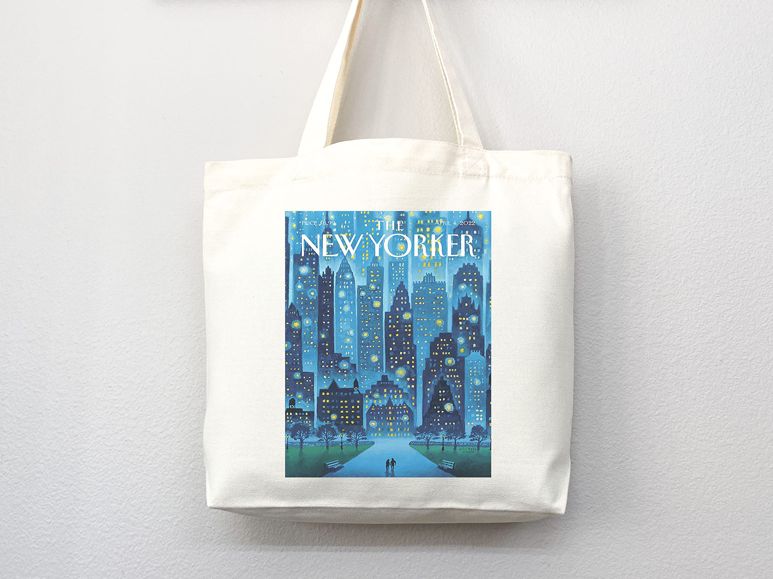 The New Yorker Tote Bag - Stylish Magazine-Inspired Canvas Shopper for Women, Trendy Art Print Everyday Carry Bag - Perfect for Work, Shopping & Travel
