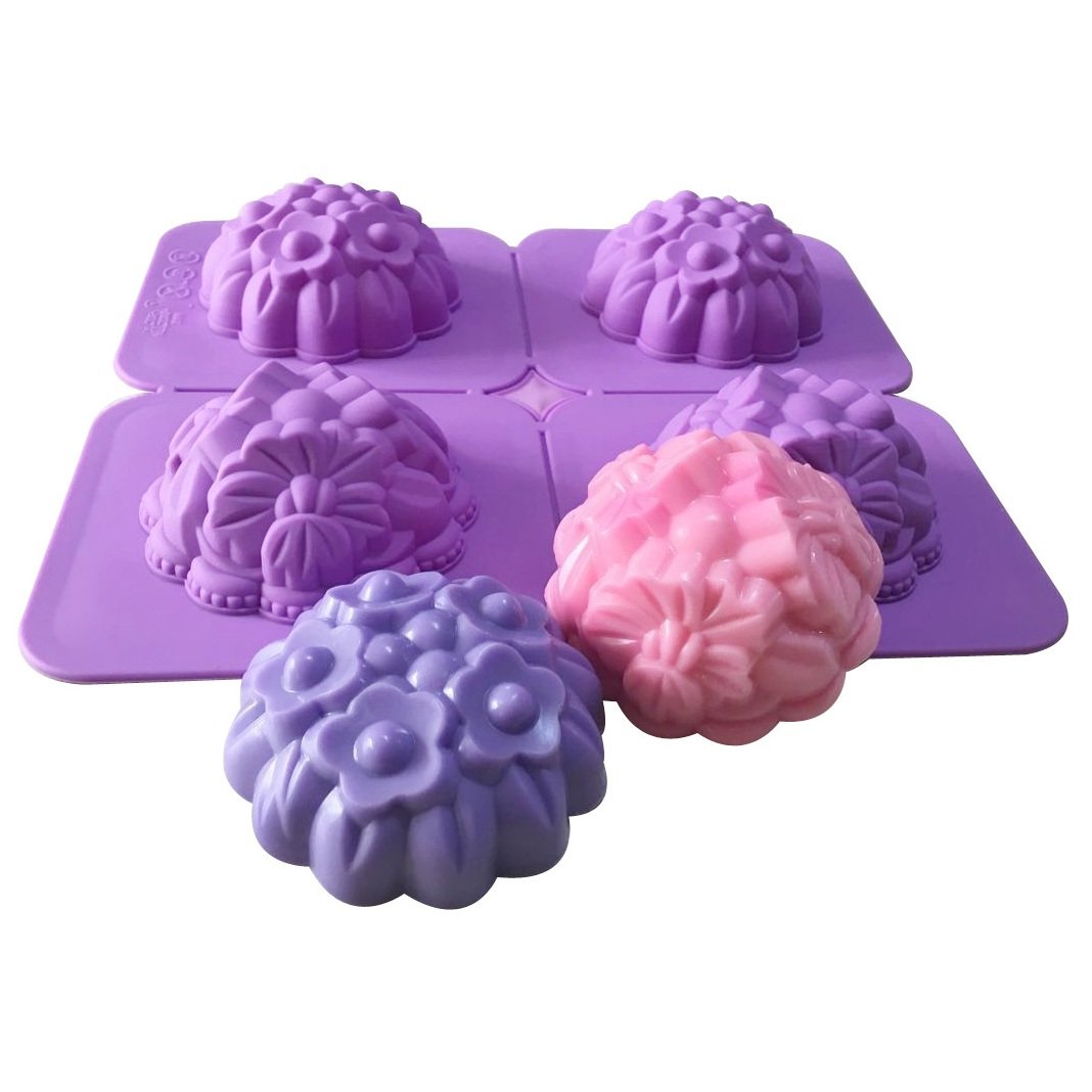 4-Cavity Flower Silicone Mold for Soap Making, Baking, Ice Cream & Polymer Clay Crafts - DIY Handmade Art Supplies for Home Decor & Gift Making