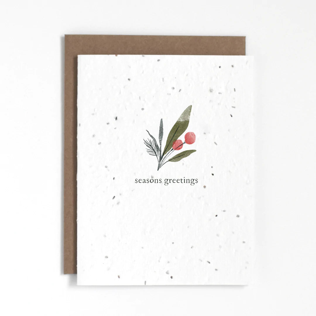 Eco-Friendly Plantable Holiday Greeting Card with Seeds - Biodegradable Christmas Greenery Card for Sustainable Celebrations (Perfect for Christmas, Hanukkah, New Year & Winter Solstice)