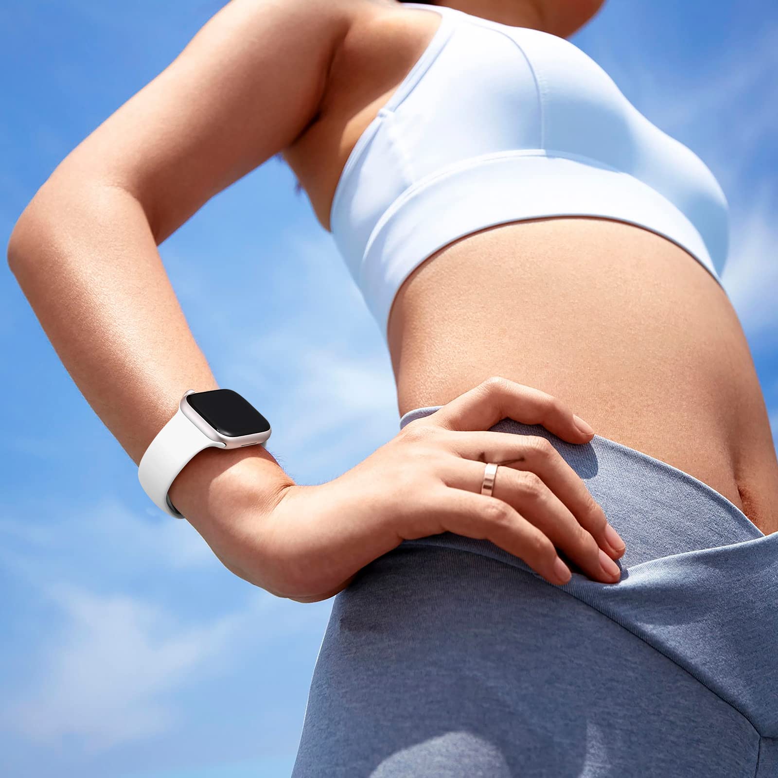 8 Pack Sport Bands Compatible with Apple Watch 38mm-49mm - Soft Silicone Waterproof Strap for Apple Watch Ultra/Ultra 2 & Series 10-1 SE - Perfect for Running, Swimming & Everyday Wear