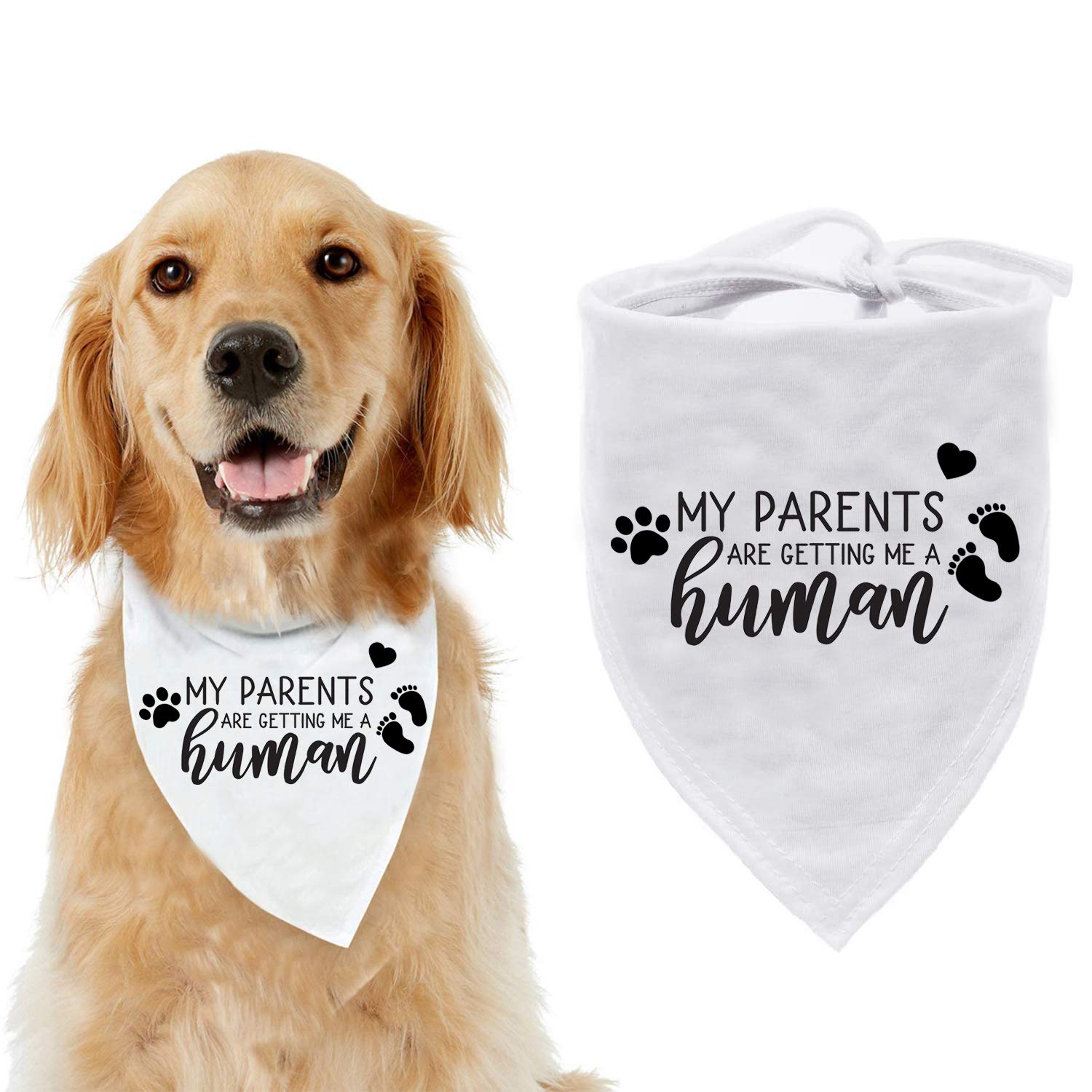 Adjustable Dog Bibs & Bandana Collar - Soft Cotton Washable Pet Scarf for Dogs (28 x 11 inches) - Perfect for Pregnancy Announcements, 'My Parents Are Getting Me a Human' Reveals, and Daily Pet Fashion Accessories